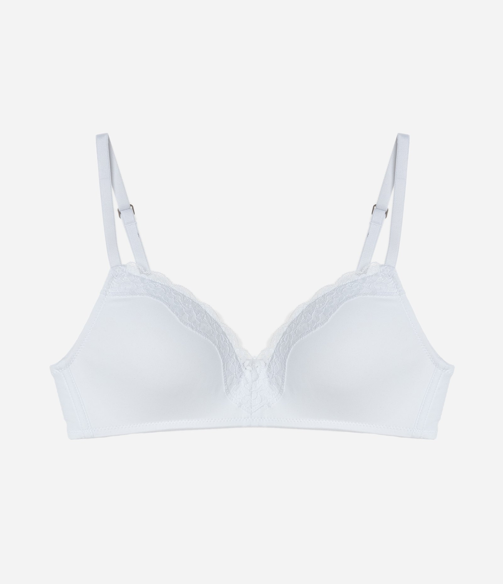Sutiã Bojo Triangular em Microfibra com Detalhes em Renda Branco 5