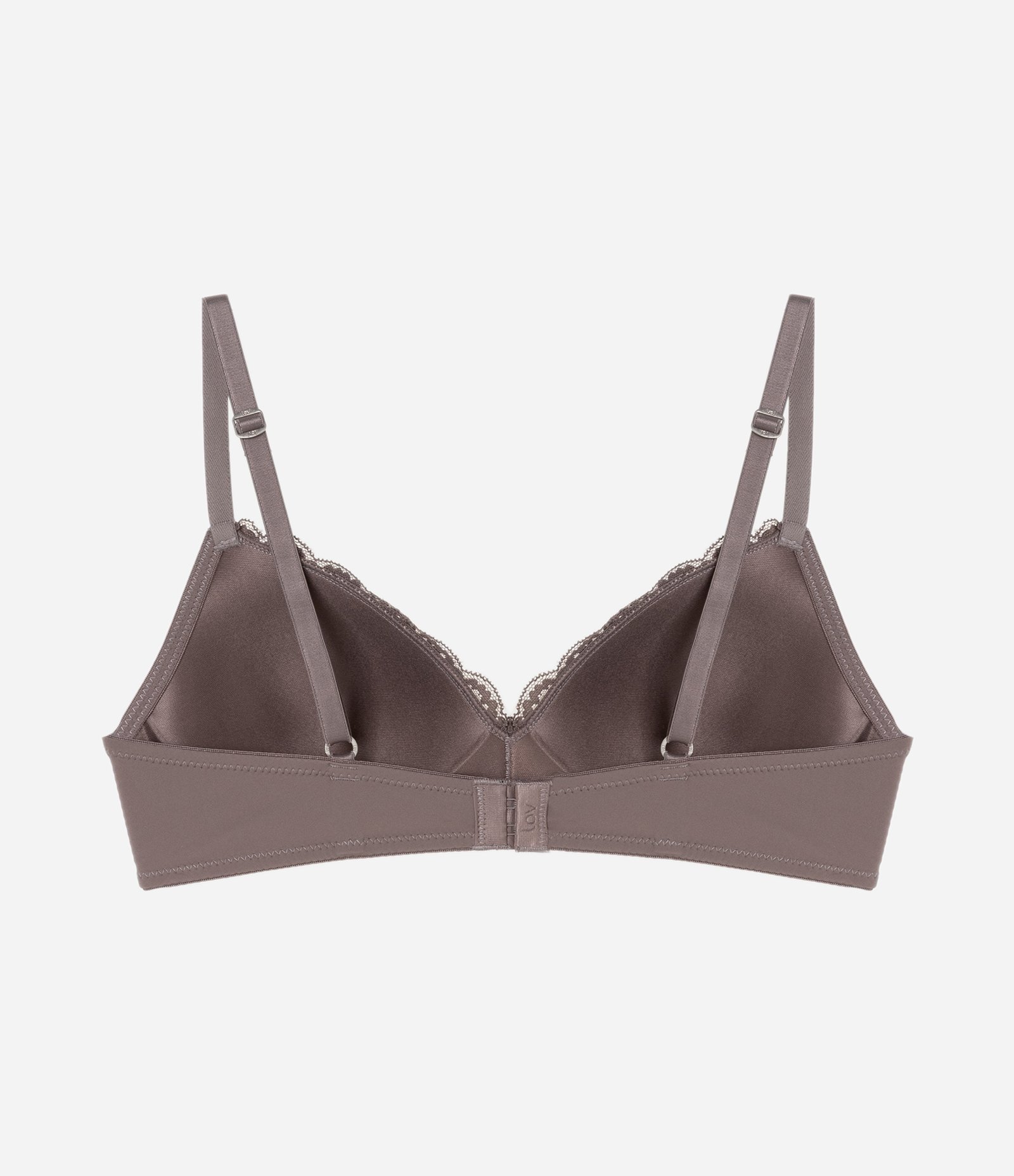 Sutiã Bojo Triangular em Microfibra com Detalhes em Renda Marrom Acinzentado 5