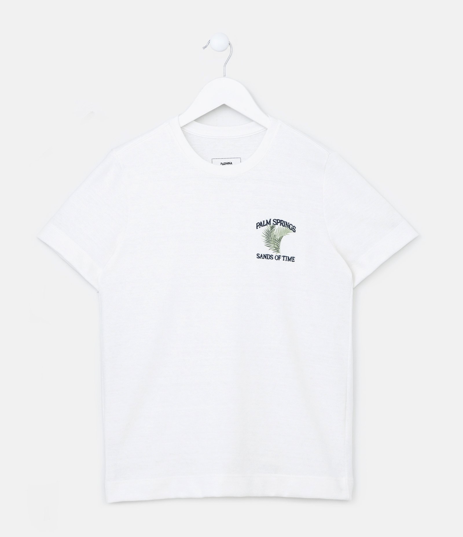 Camiseta Infantil com Bordado Palm Spring - Tam 5 a 14 Anos Branco Neve 1