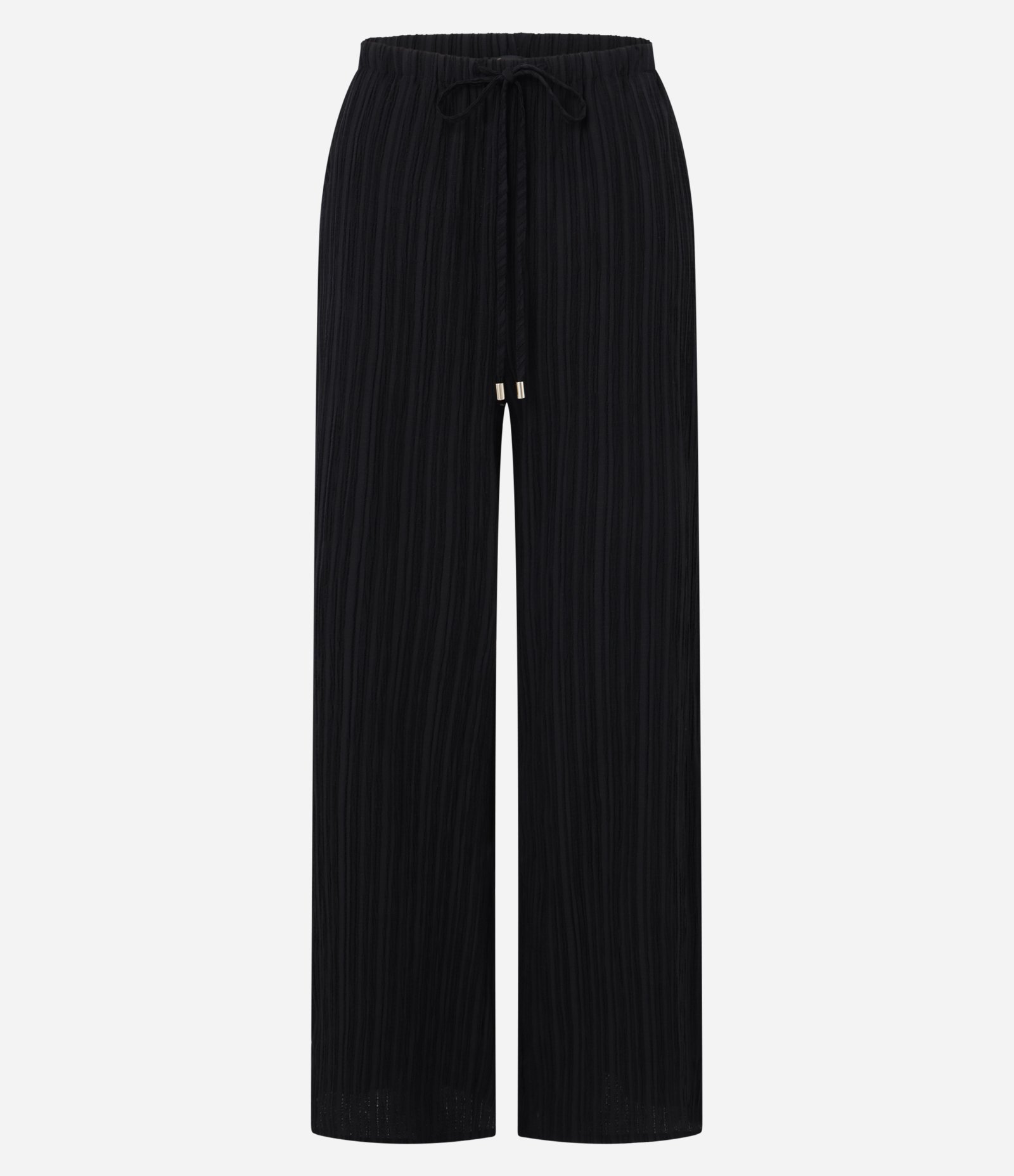 Calça Reta Fluida em Chiffon Texturizado Preto 5