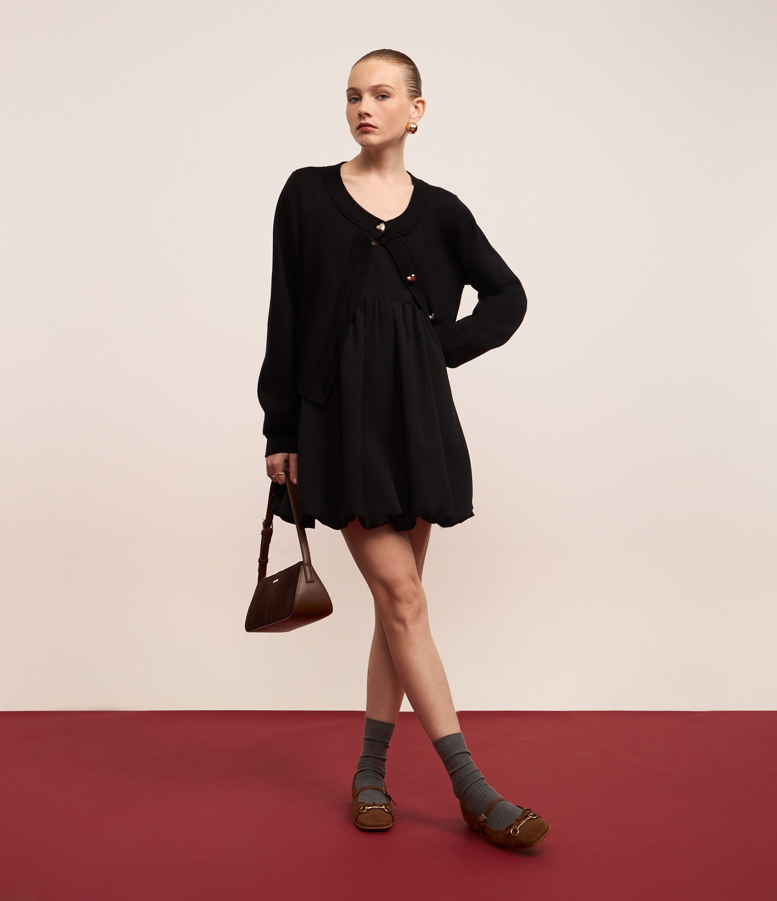 Vestido Balonê Curto Alfaiatado com Busto Recortado Preto 4