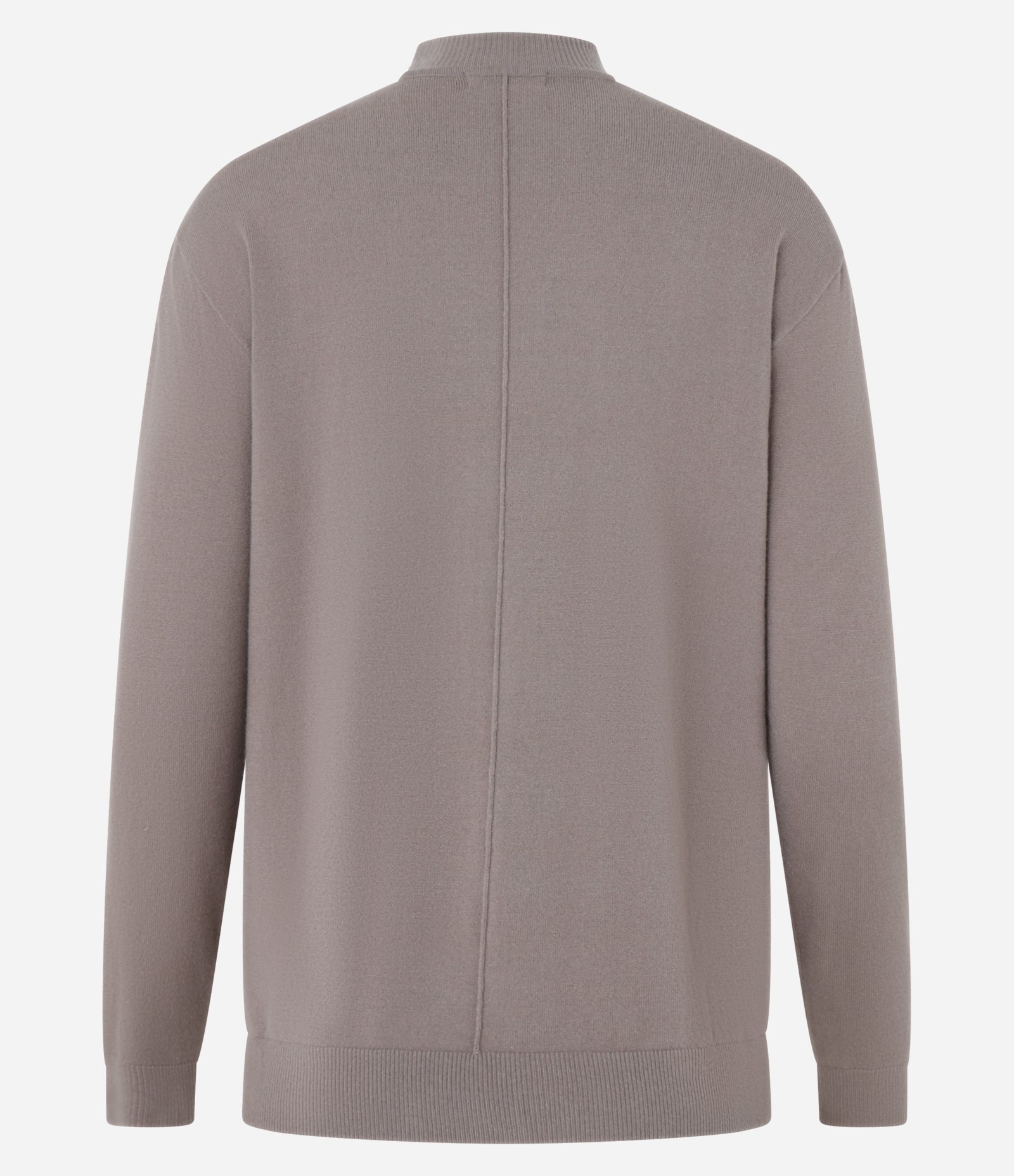 Suéter em Tricô com Gola Alta e Nervura Frontal Bege Acinzentado 3