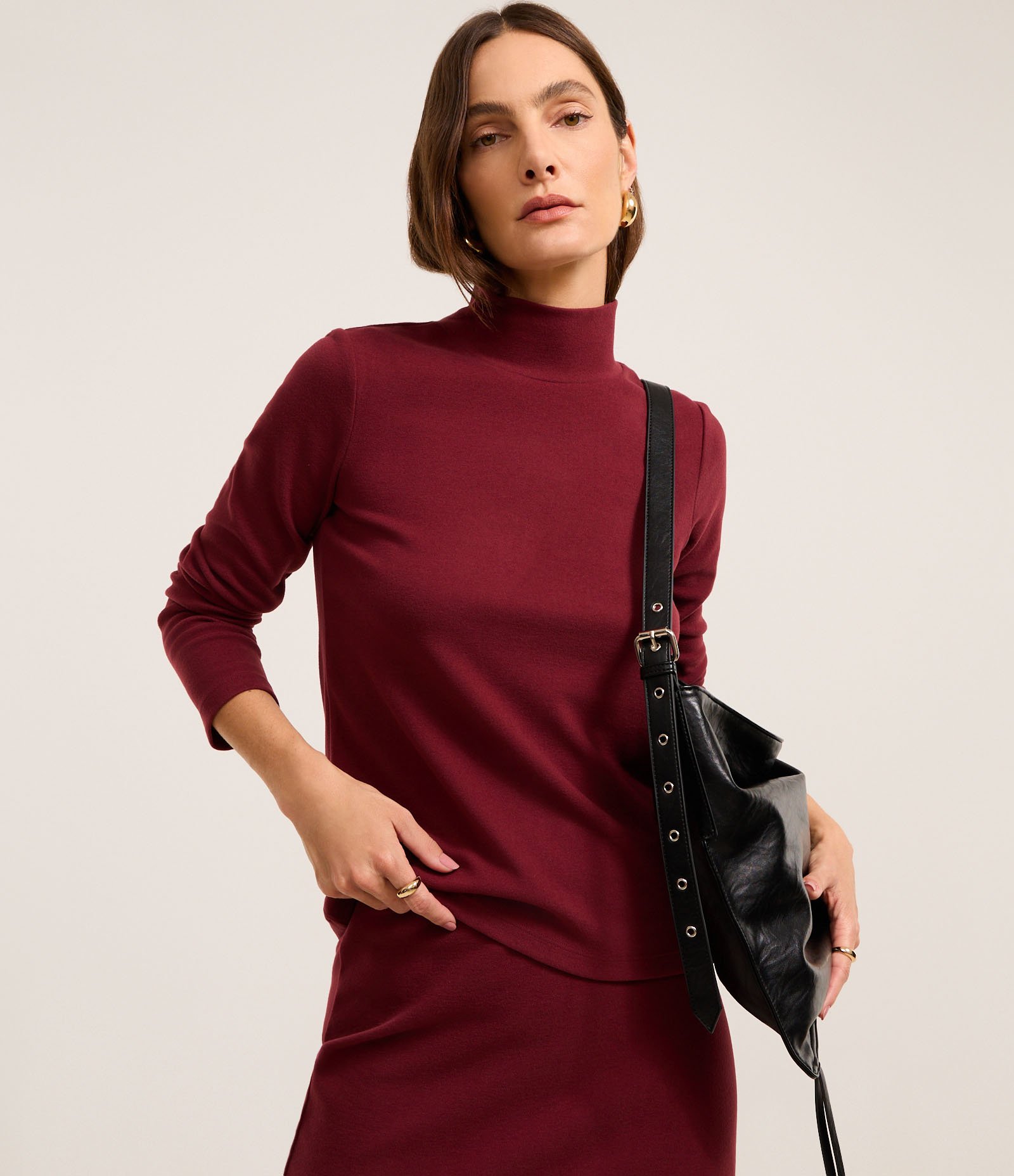 Suéter em Tricô com Gola Alta com Fundo Mescla 1