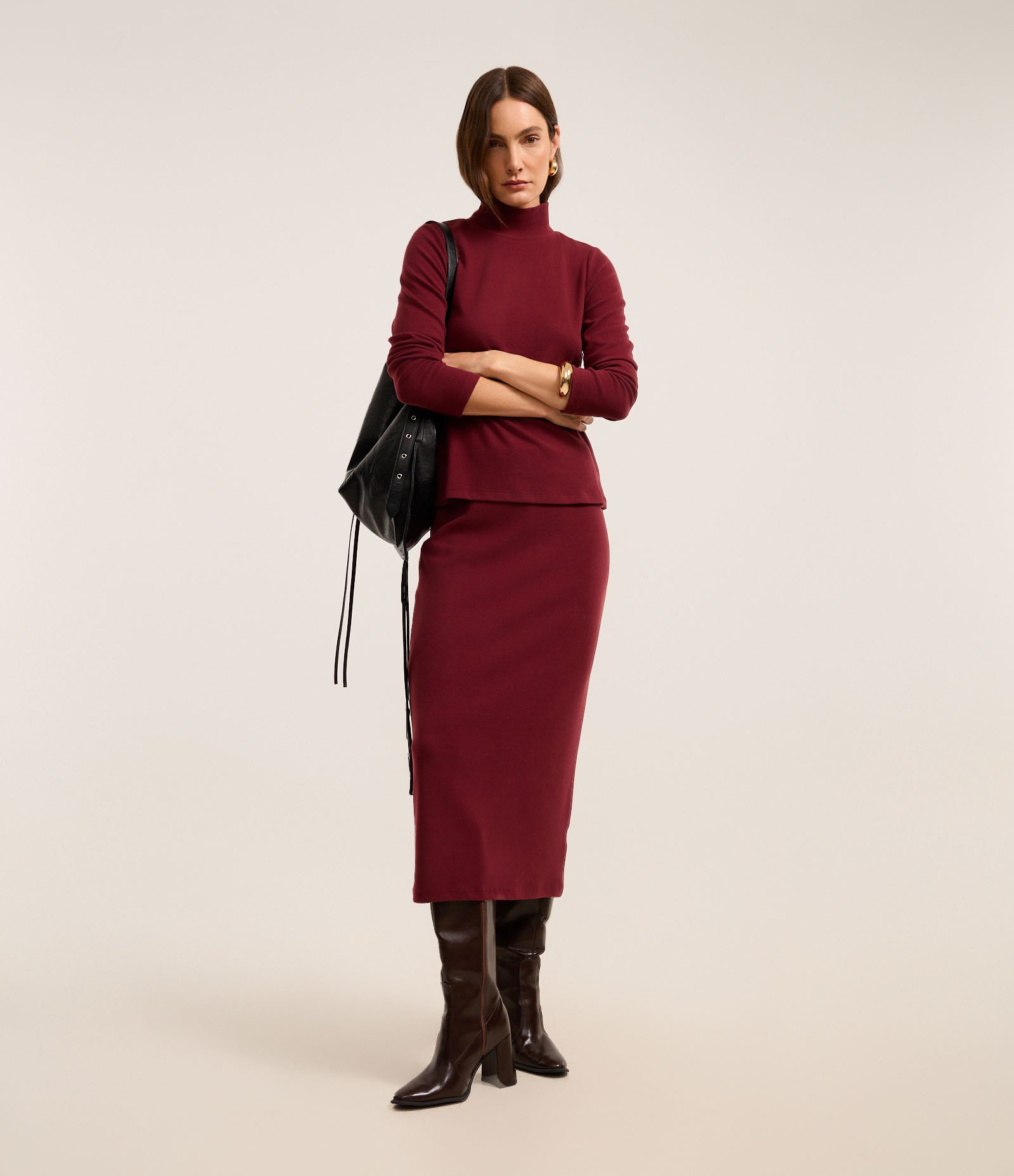 Suéter em Tricô com Gola Alta com Fundo Mescla 2