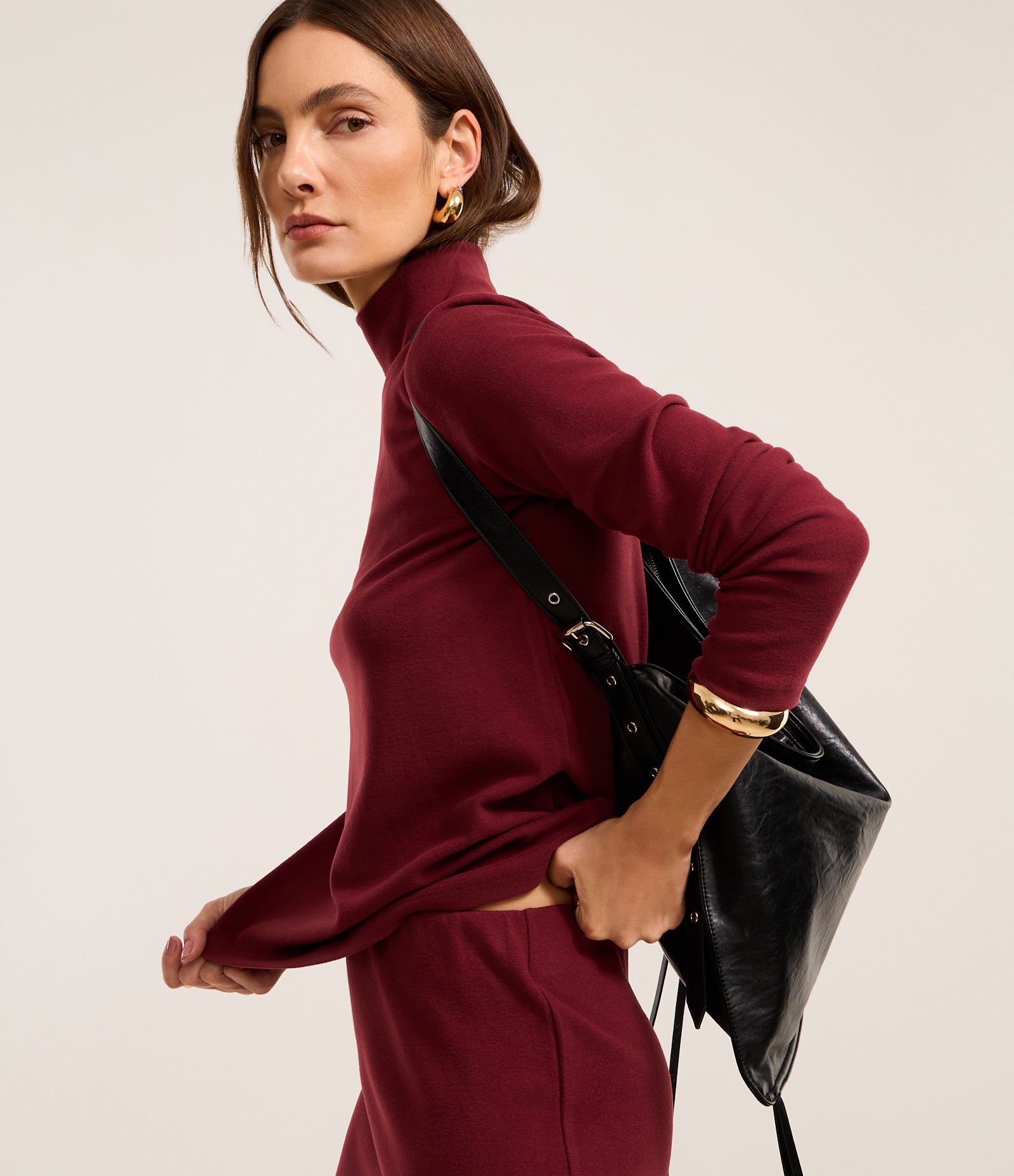 Suéter em Tricô com Gola Alta com Fundo Mescla 3