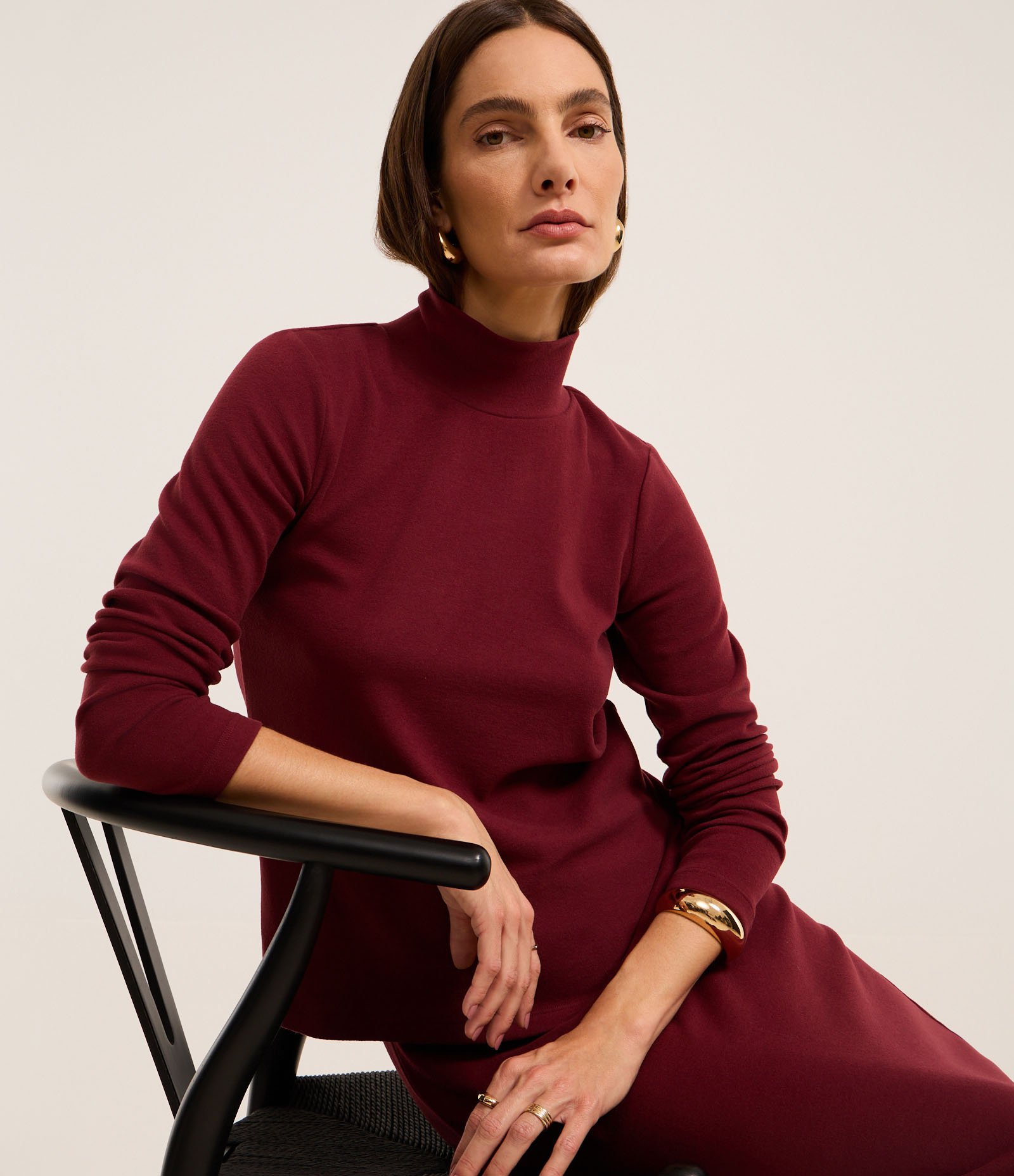 Suéter em Tricô com Gola Alta com Fundo Mescla 4