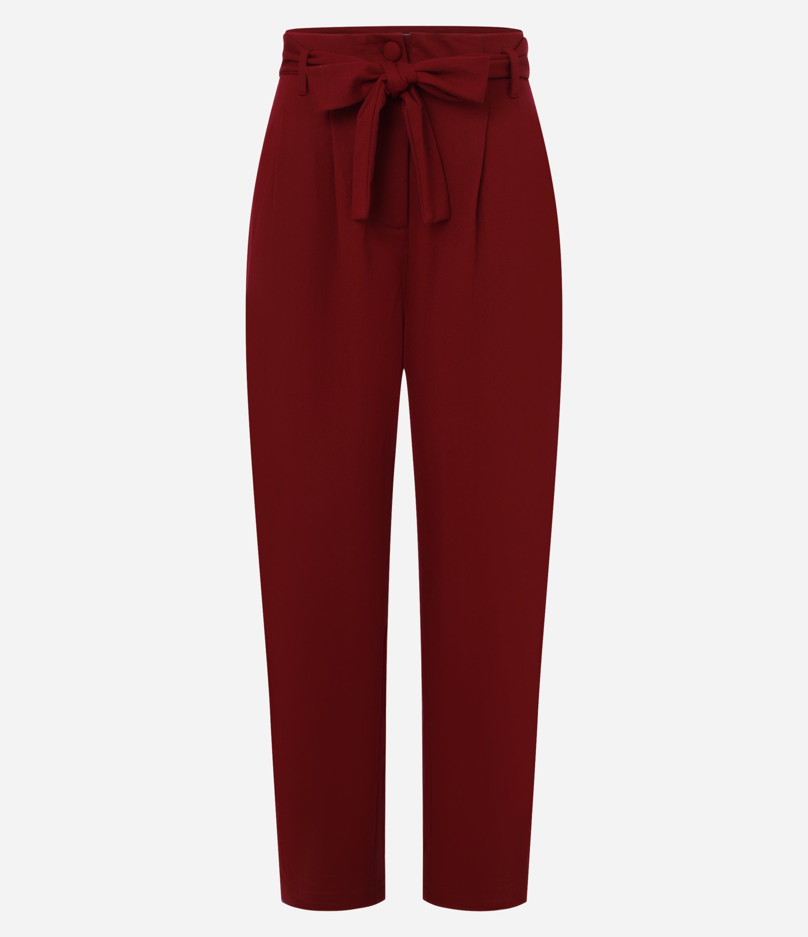 Calça Reta em Piquet com Cinto Faixa e Pregas Tibetan Red 5