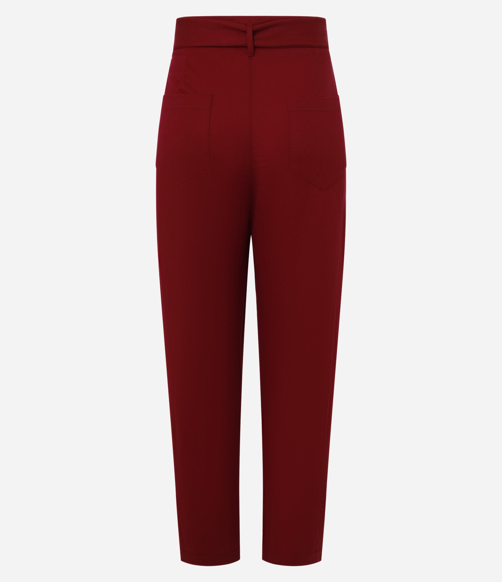 Calça Reta em Piquet com Cinto Faixa e Pregas Tibetan Red 6
