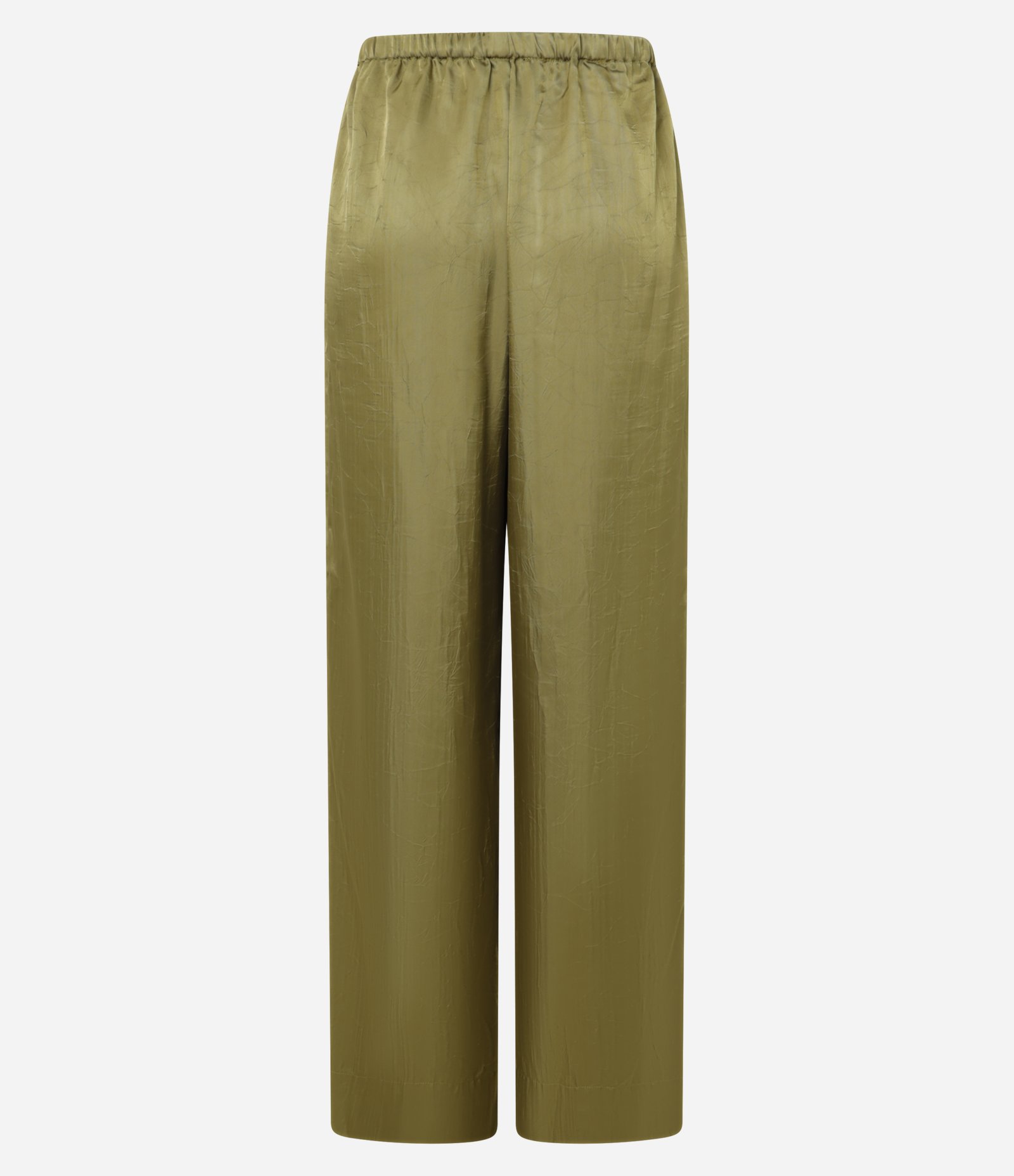 Calça Reta Acetinada com Tecido Texturizado e Cós Elástico Verde 8