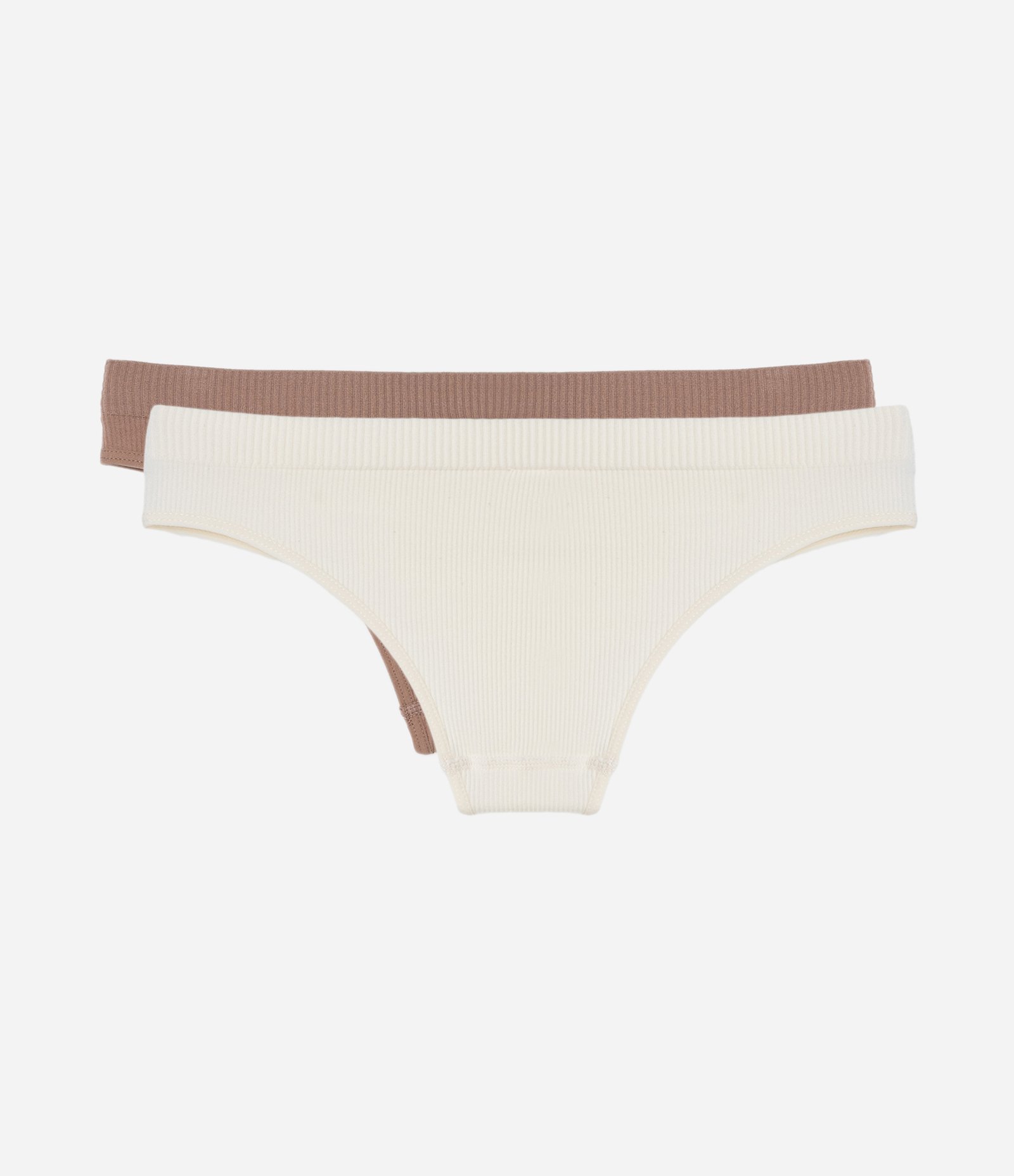 Kit 02 Calcinhas Biquíni Texturizadas Seamless Marrom/Off White 2