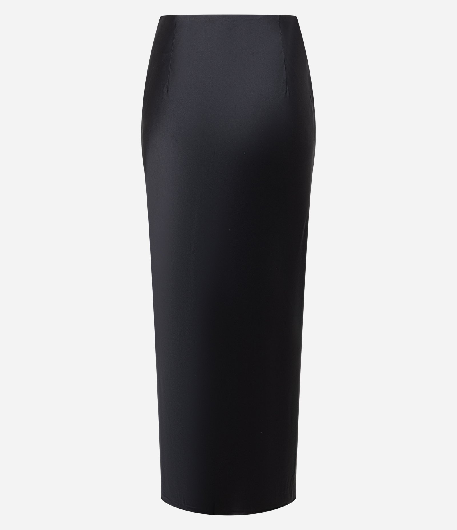 Saia Evasê New Midi com Textura Acetinada e Fenda Frontal Preto 6