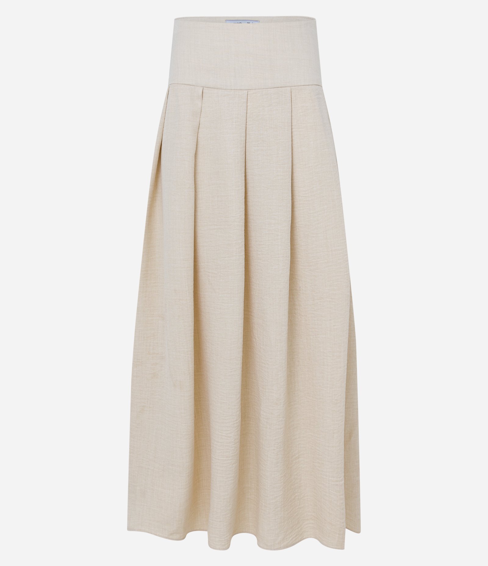 Saia Longa Alfaiatada com Toque de Linho e Pregas Bege 4