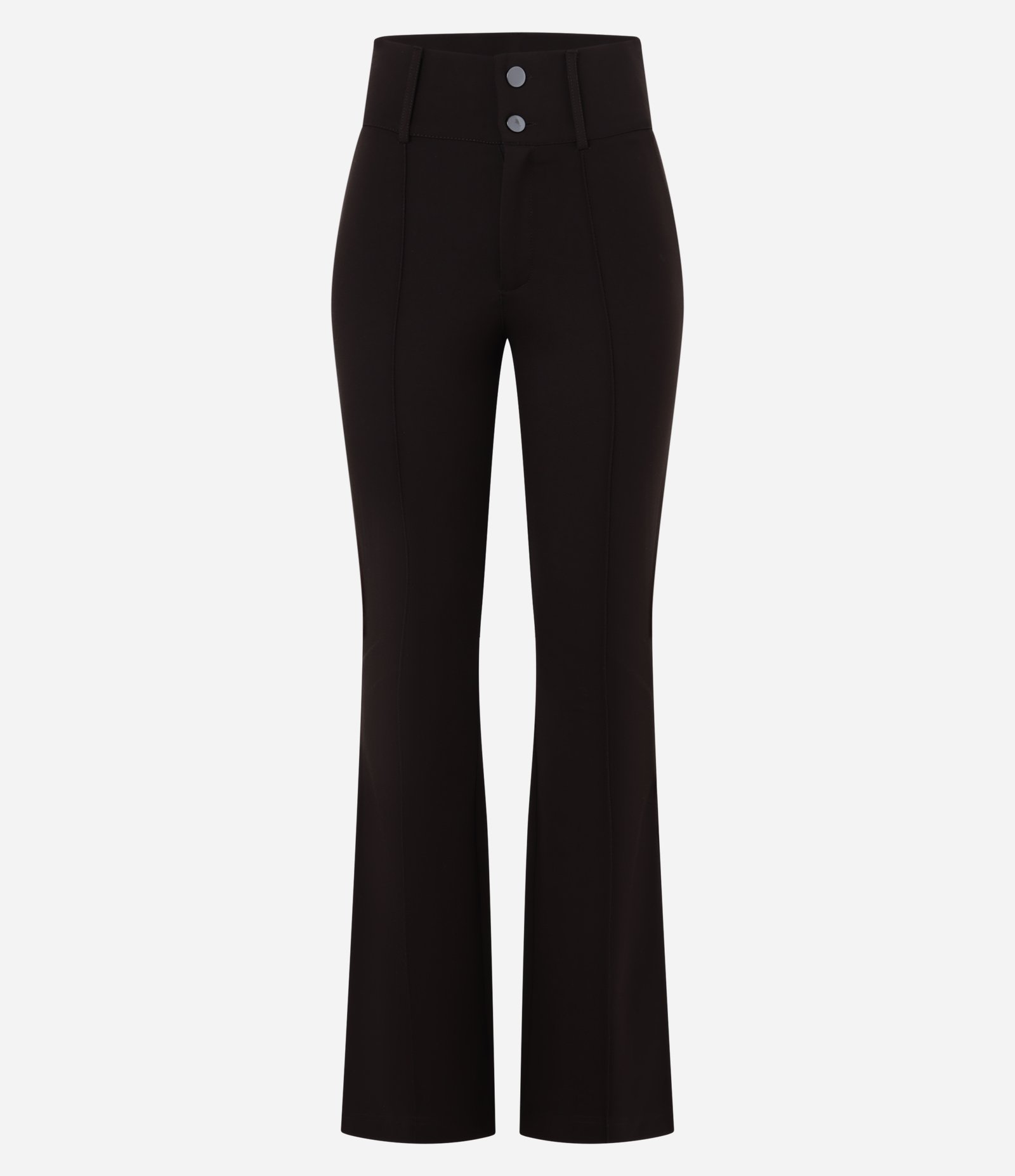 Calça Flare Básica em Ponto Roma com Botões e Cós Largo Marrom 6