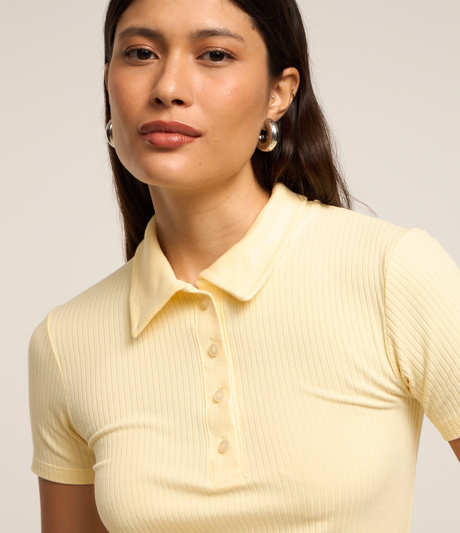 Blusa em Ribana com Gola Polo Amarelo 3