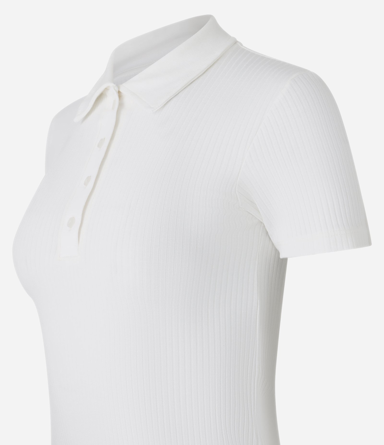 Blusa em Ribana com Gola Polo Branco Neve 5