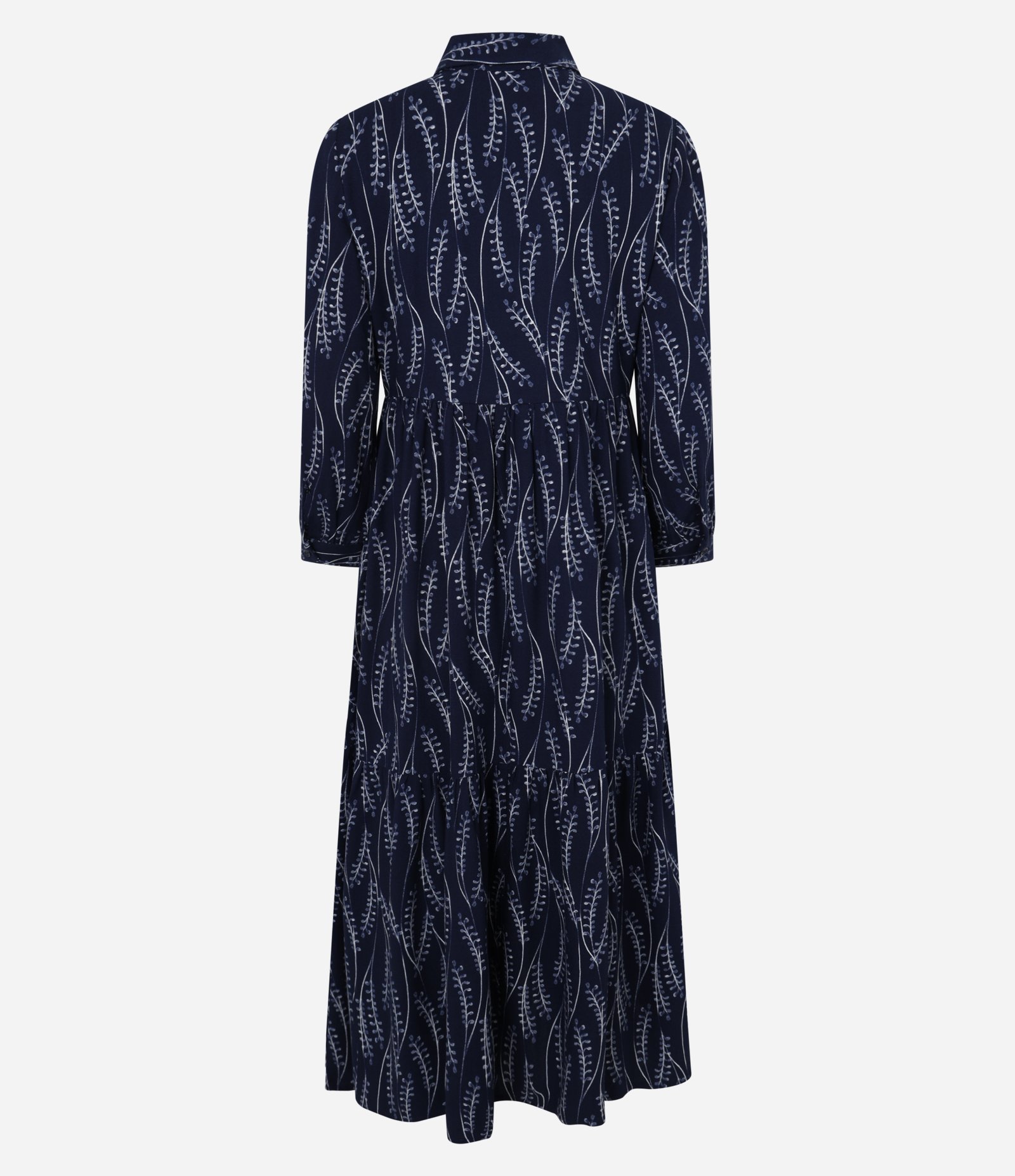 Vestido Chemise em Viscose com Estampa Ramos de Folhagem Azul 6