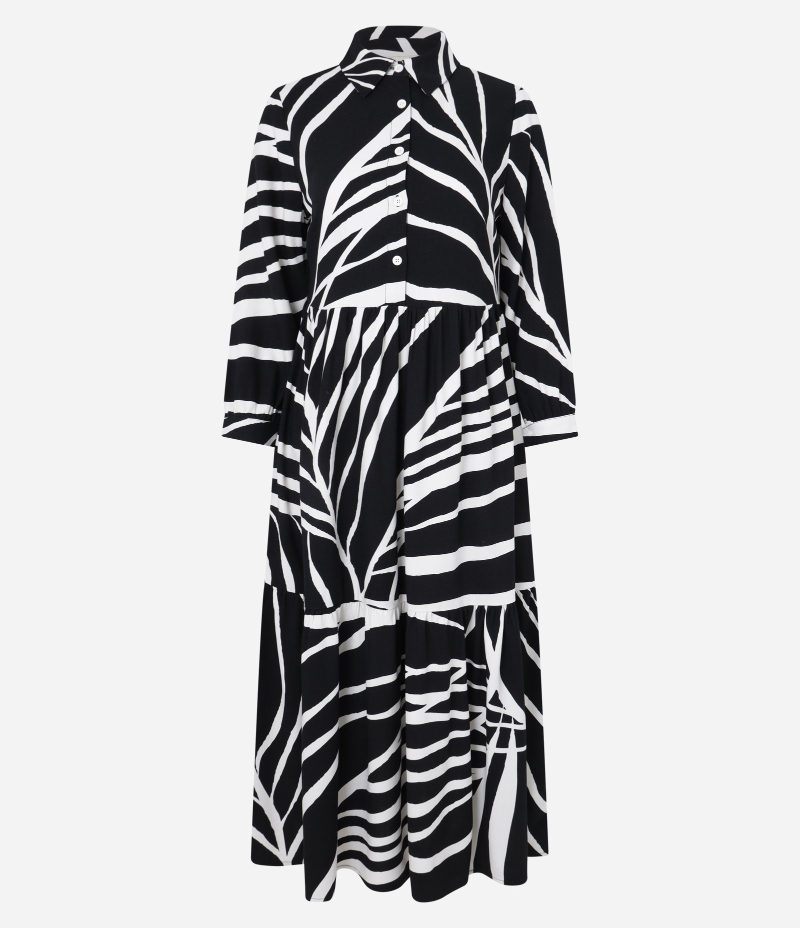 Vestido Chemise em Viscose com Estampa Abstrata Preto 5