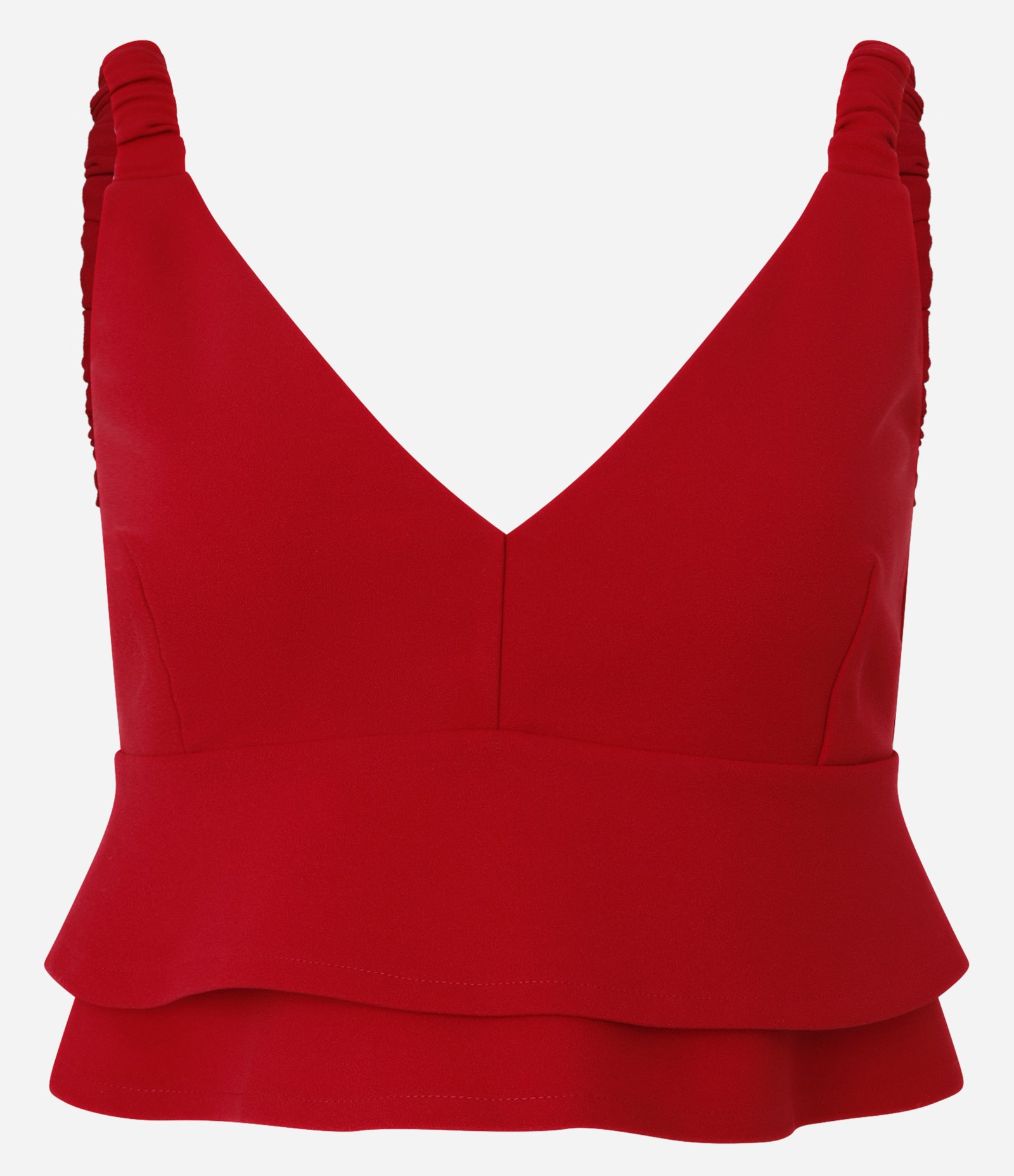 Blusa de Alça em Crepe com Babados na Barra Vermelho 6
