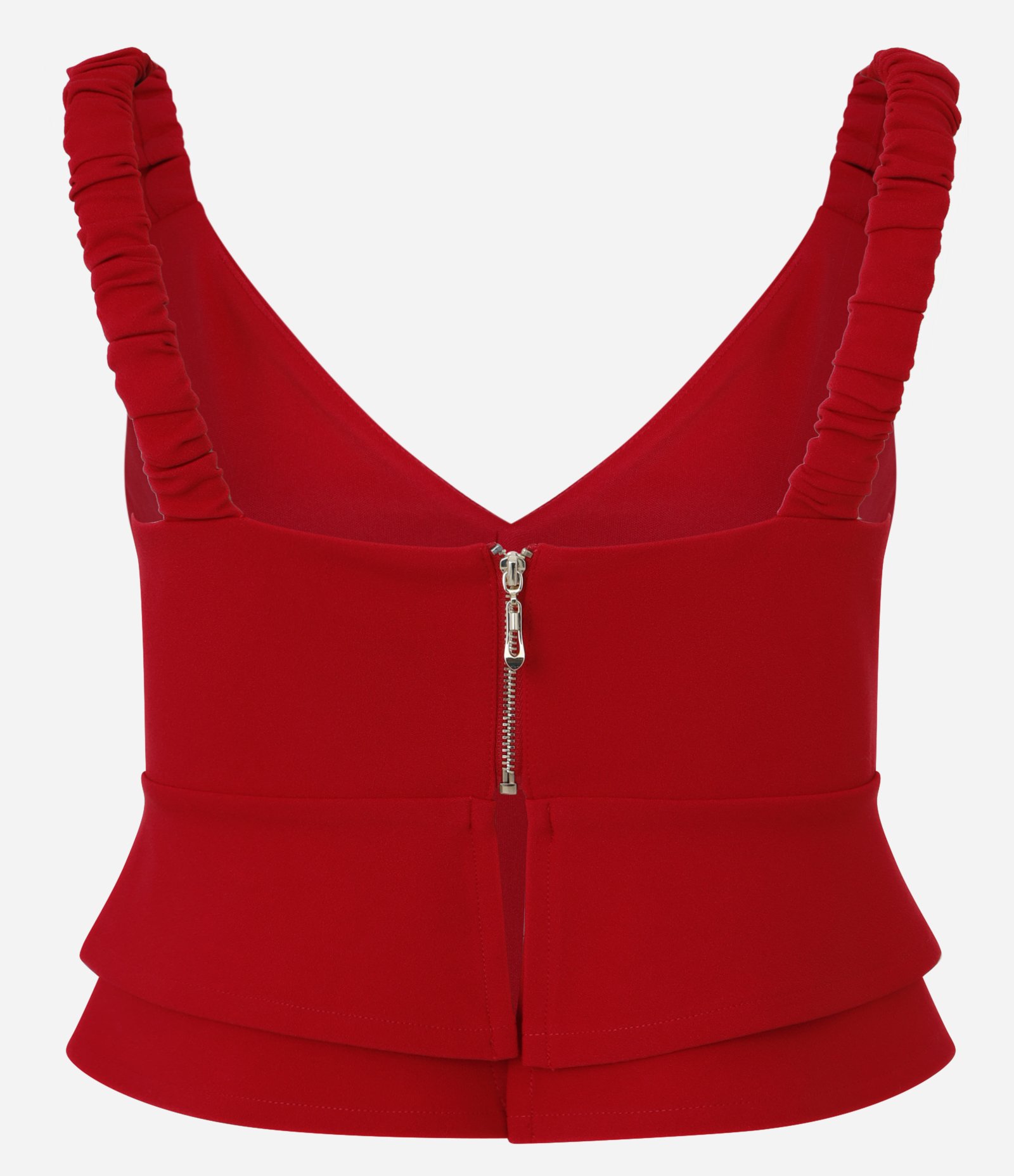 Blusa de Alça em Crepe com Babados na Barra Vermelho 7