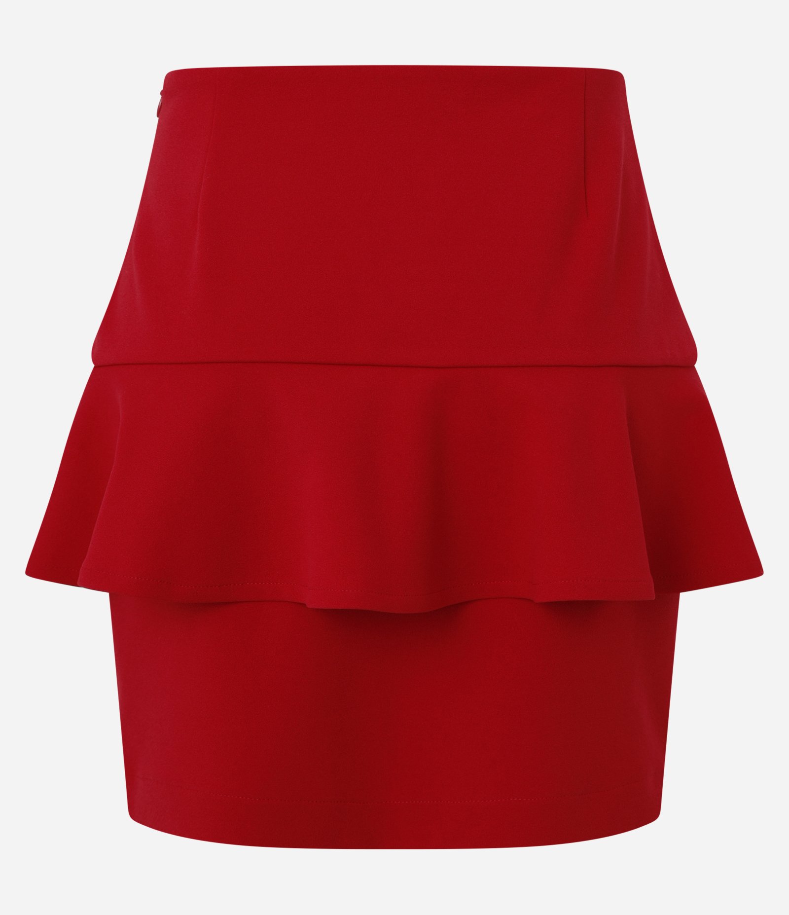 Saia Curta em Crepe com Babado em Sobreposição Vermelho 6