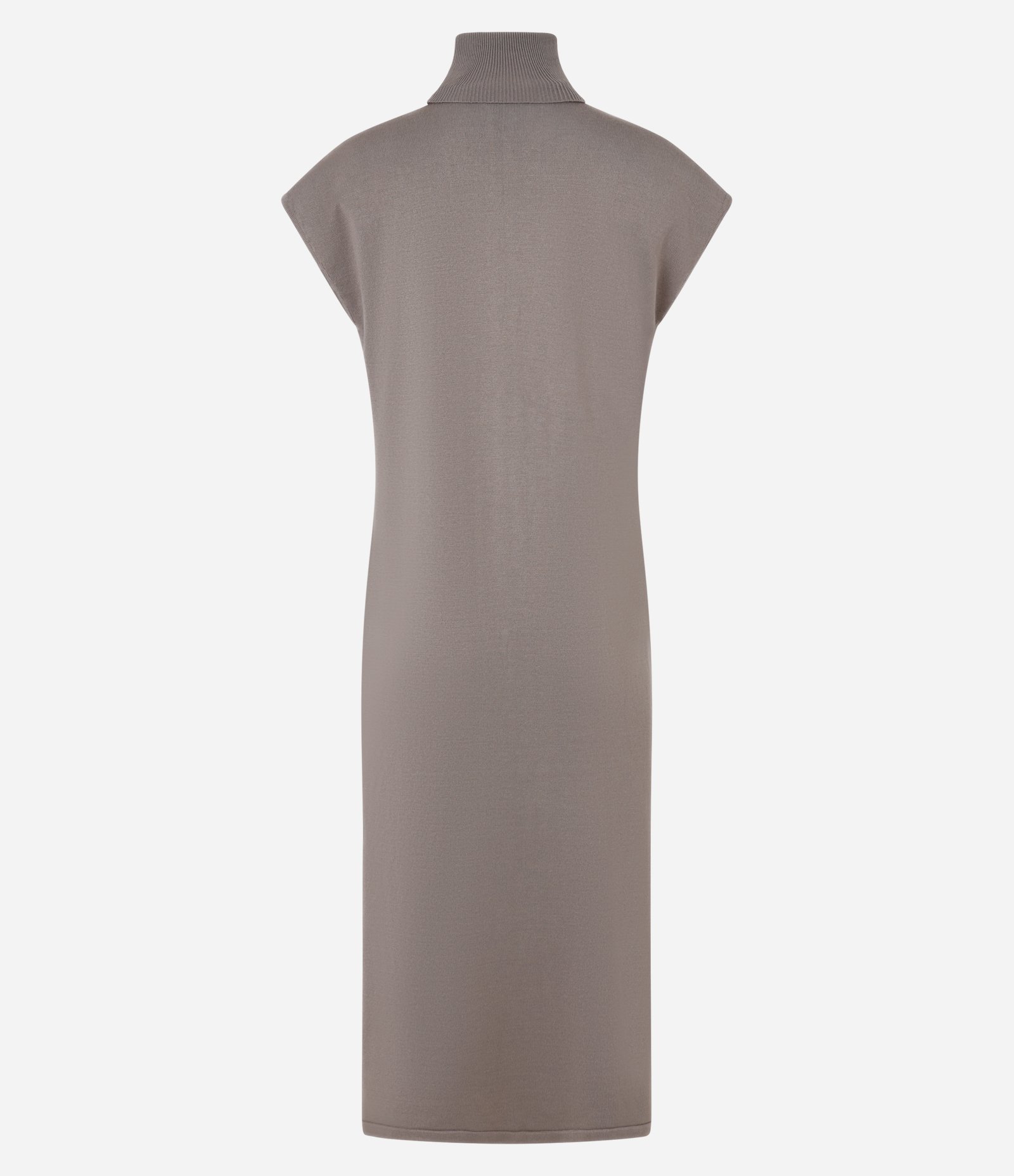 Vestido Midi em Tricô com Gola Alta e Manga Curta Sem Cava Cinza 6