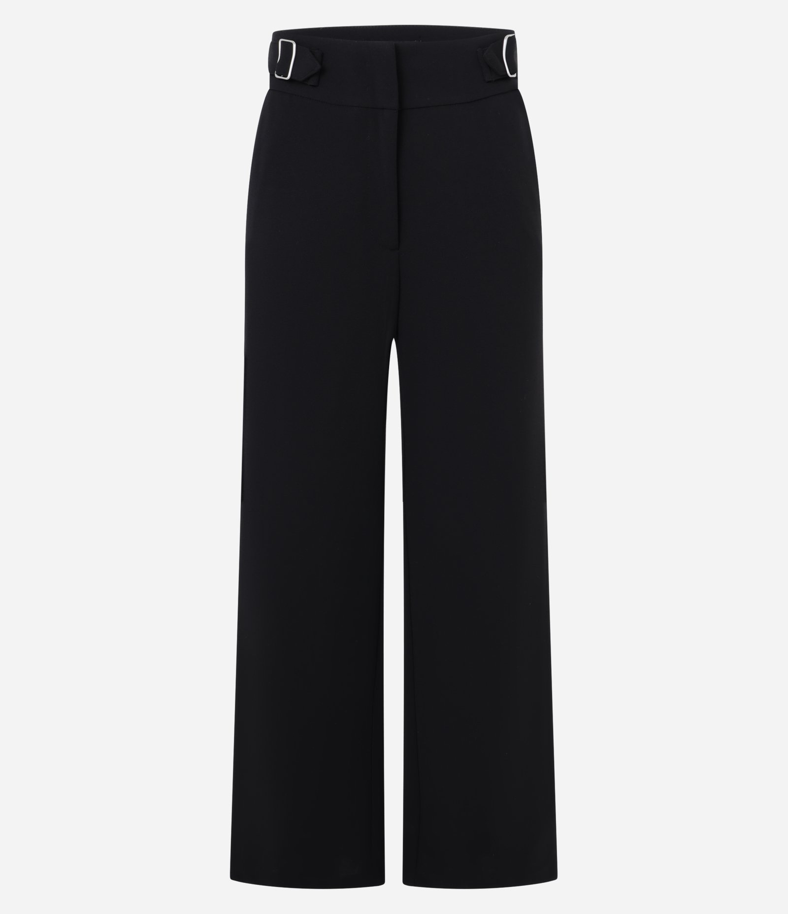 Calça Reta Cintura Alta com Fivelas Laterais Preto 1