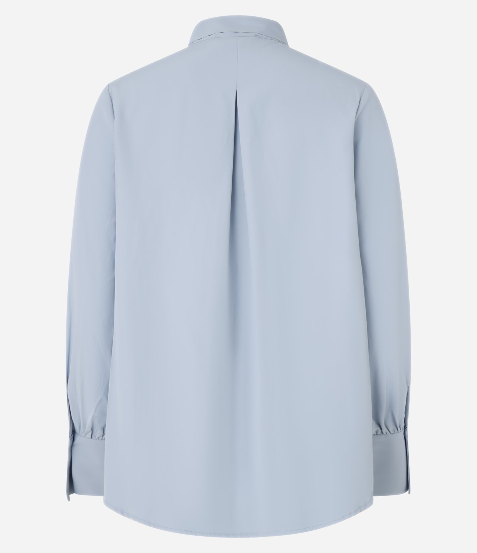 Camisa em Tricoline com Gola Laço e Punho Largo Azul 7