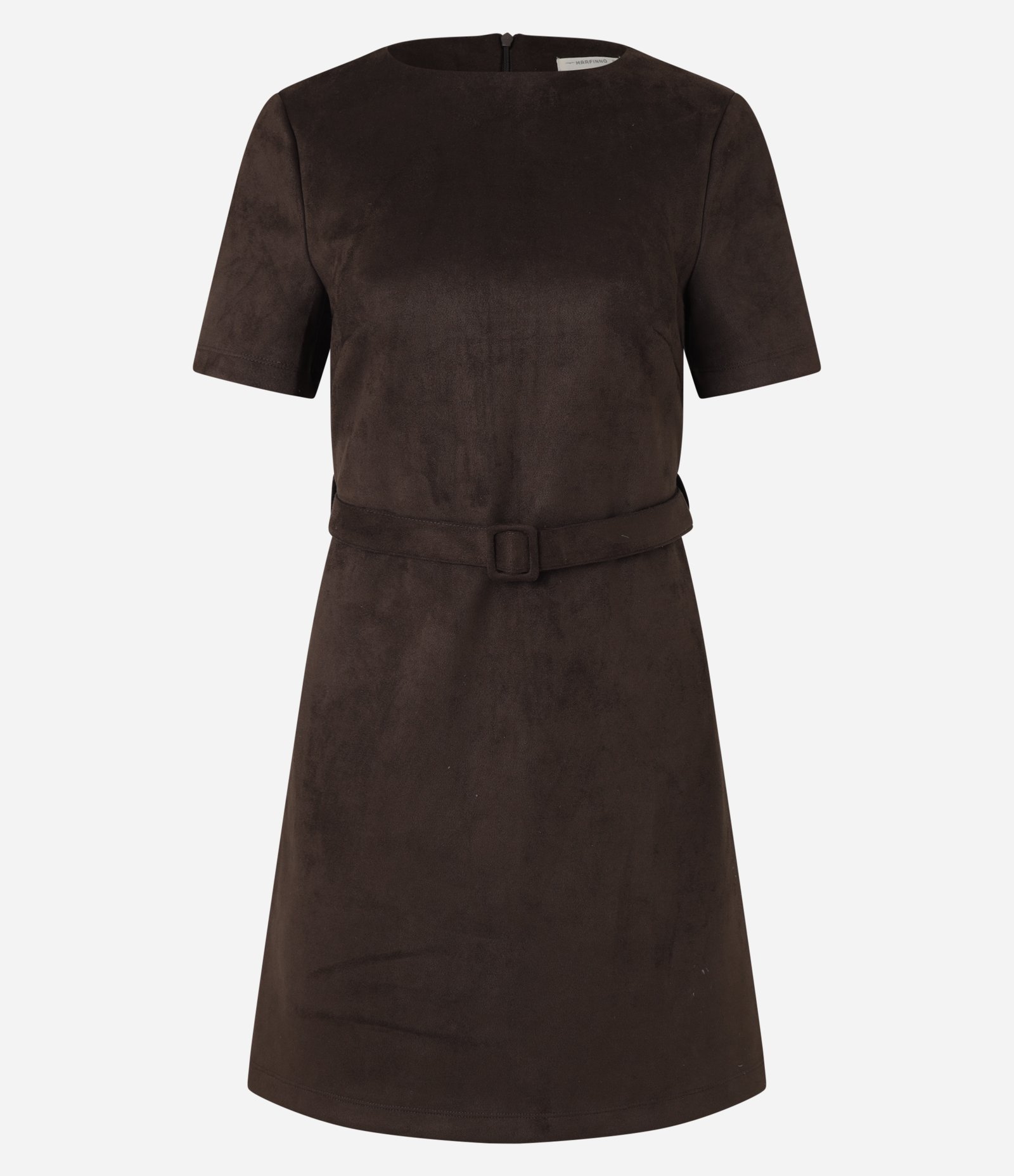 Vestido Curto em Suede com Cinto Marrom 5
