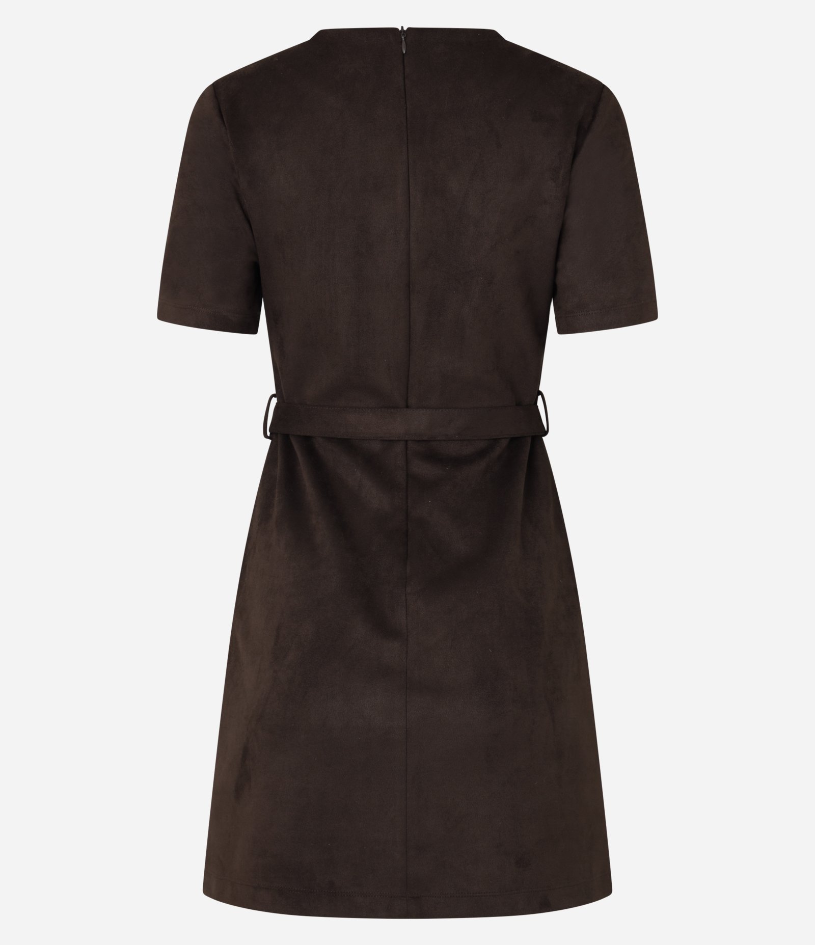 Vestido Curto em Suede com Cinto Marrom 6