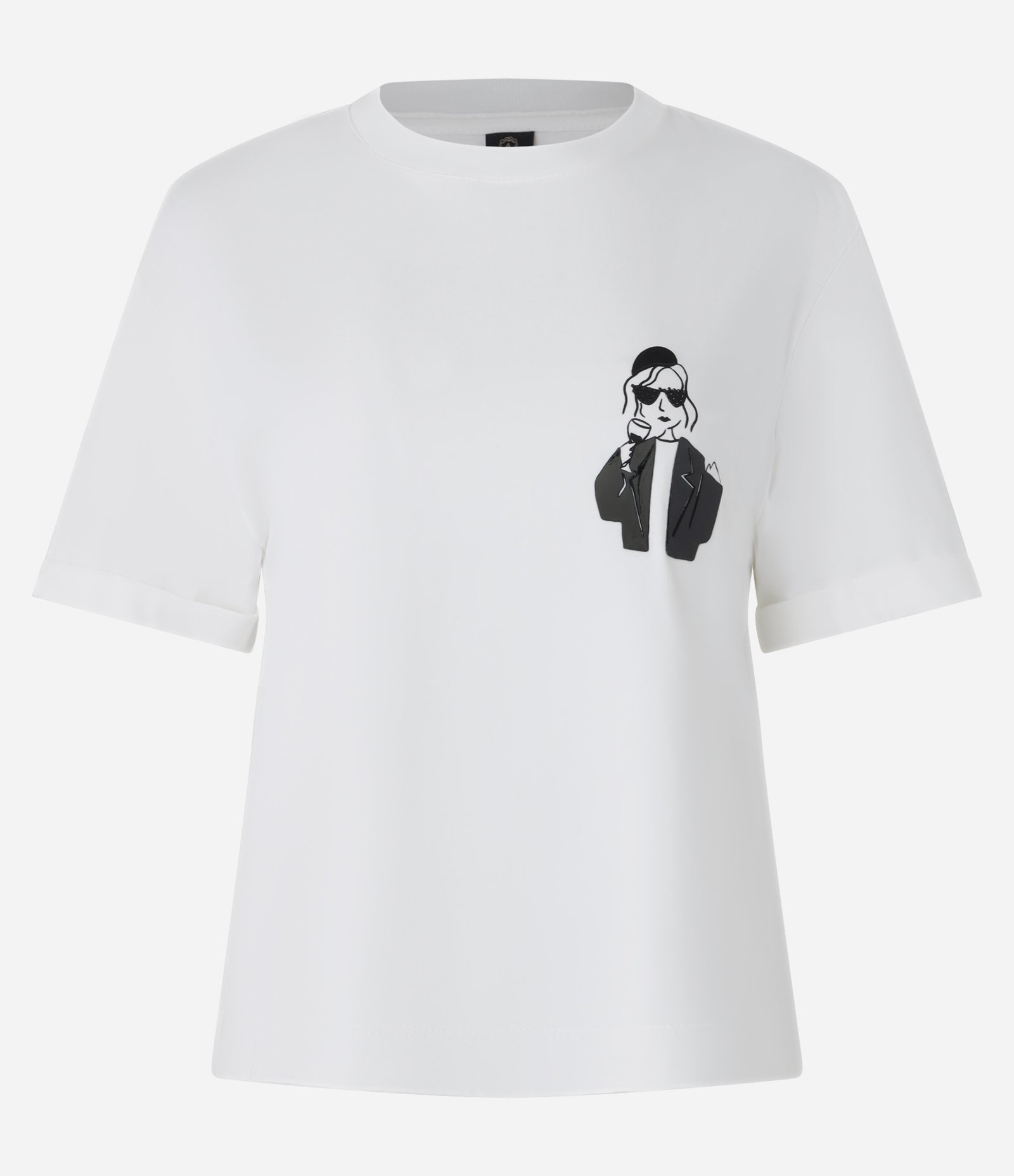 Blusa em Algodão com Menina de Boina Bordada Branco 5