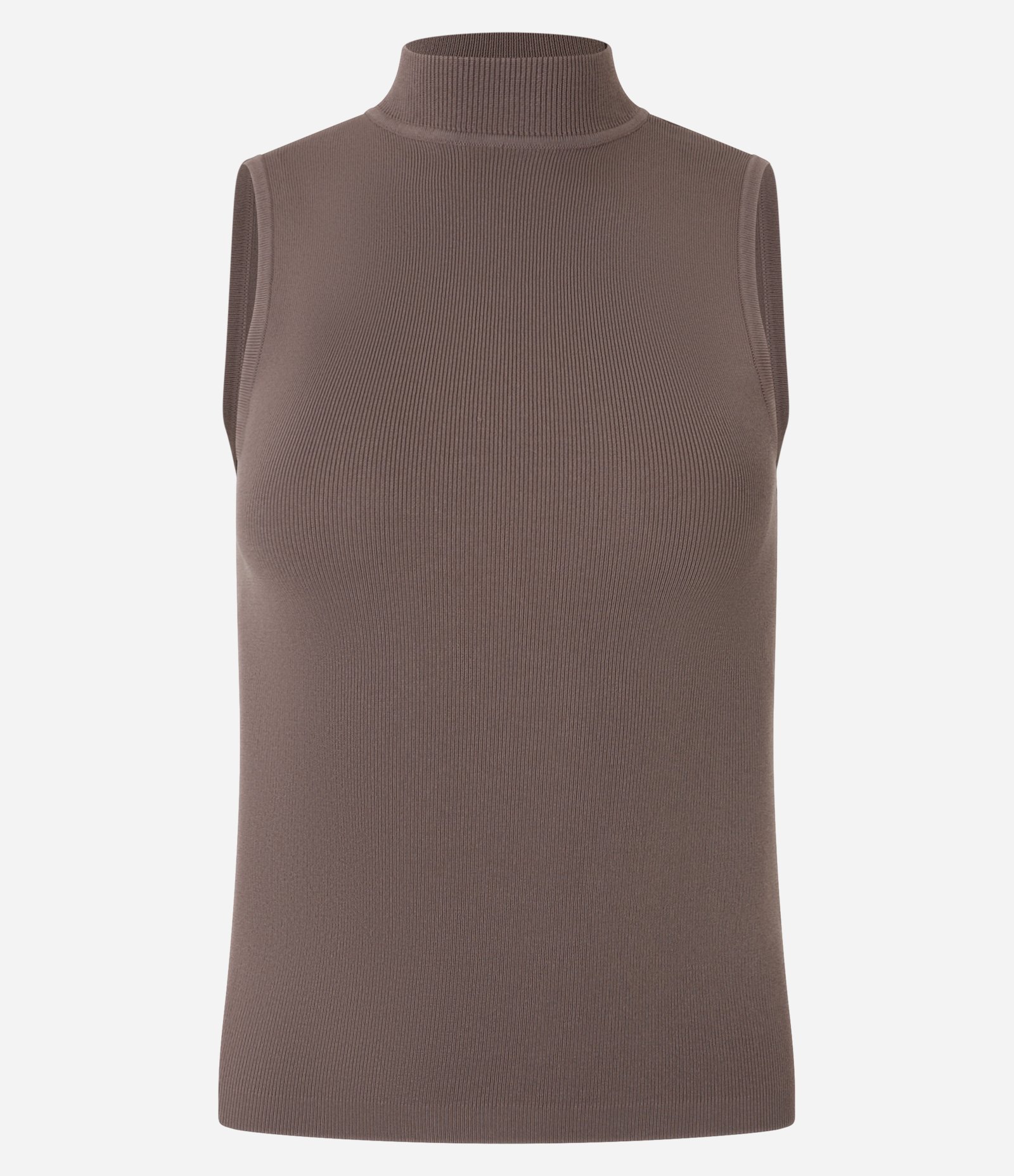 Blusa em Tricô com Golinha e Textura Canelada Marrom 1