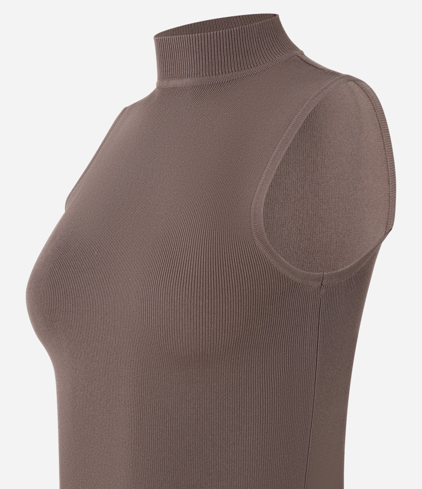 Blusa em Tricô com Golinha e Textura Canelada Marrom 2