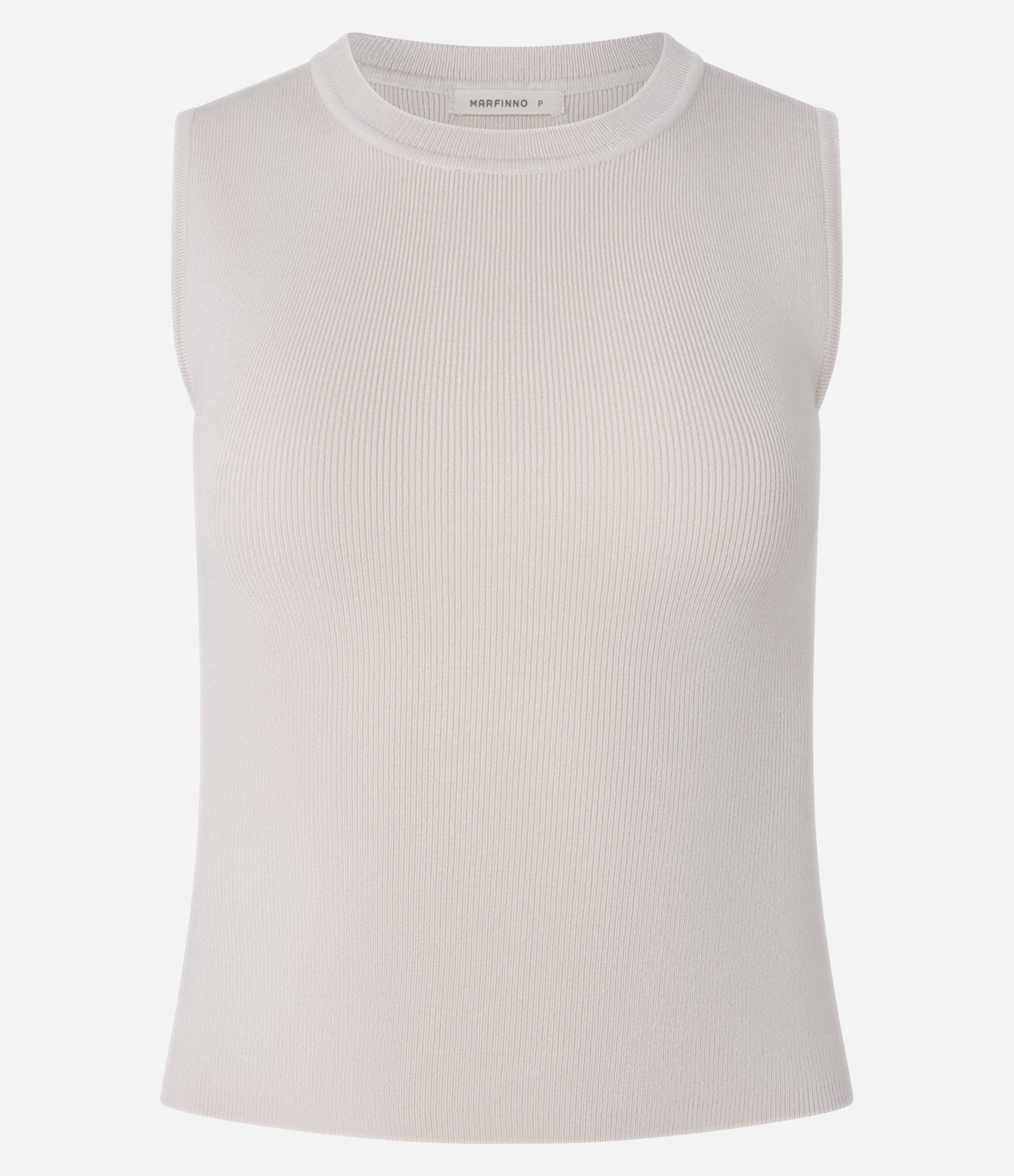 Blusa Sem Manga em Tricô Canelado com Gola Redonda Bege 5