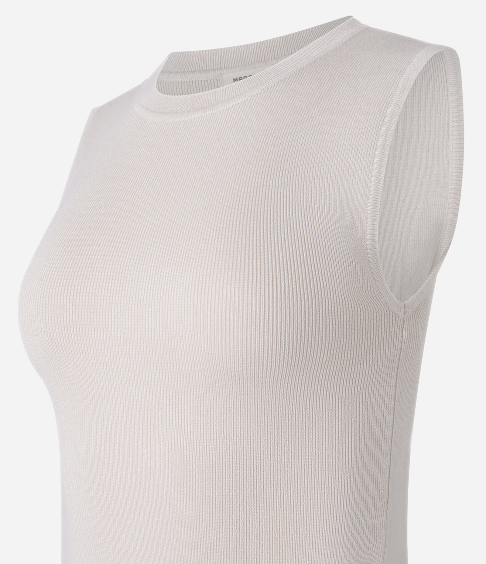 Blusa Sem Manga em Tricô Canelado com Gola Redonda Bege 6