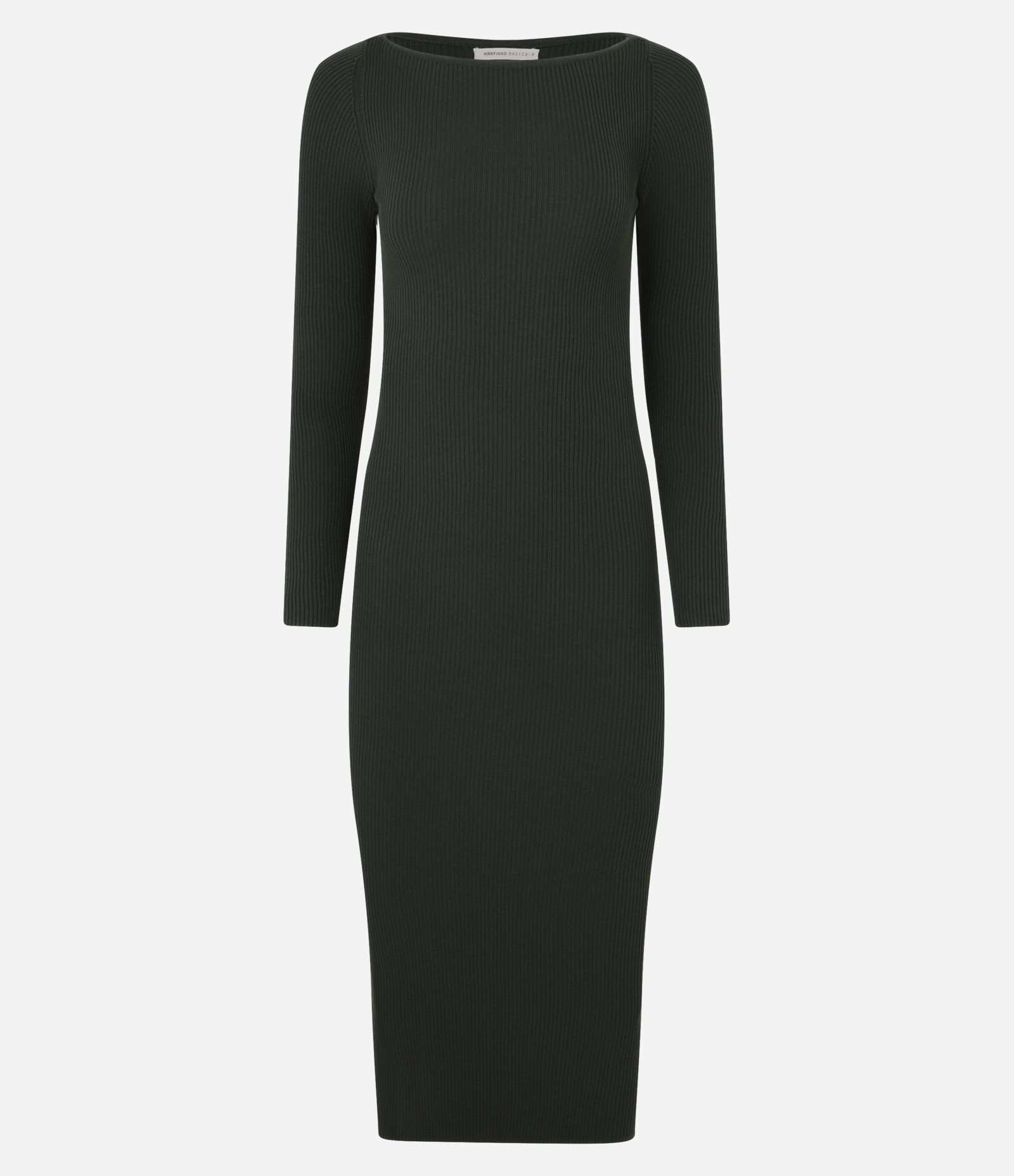 Vestido Midi Justo em Tricô com Gola Canoa Verde 7