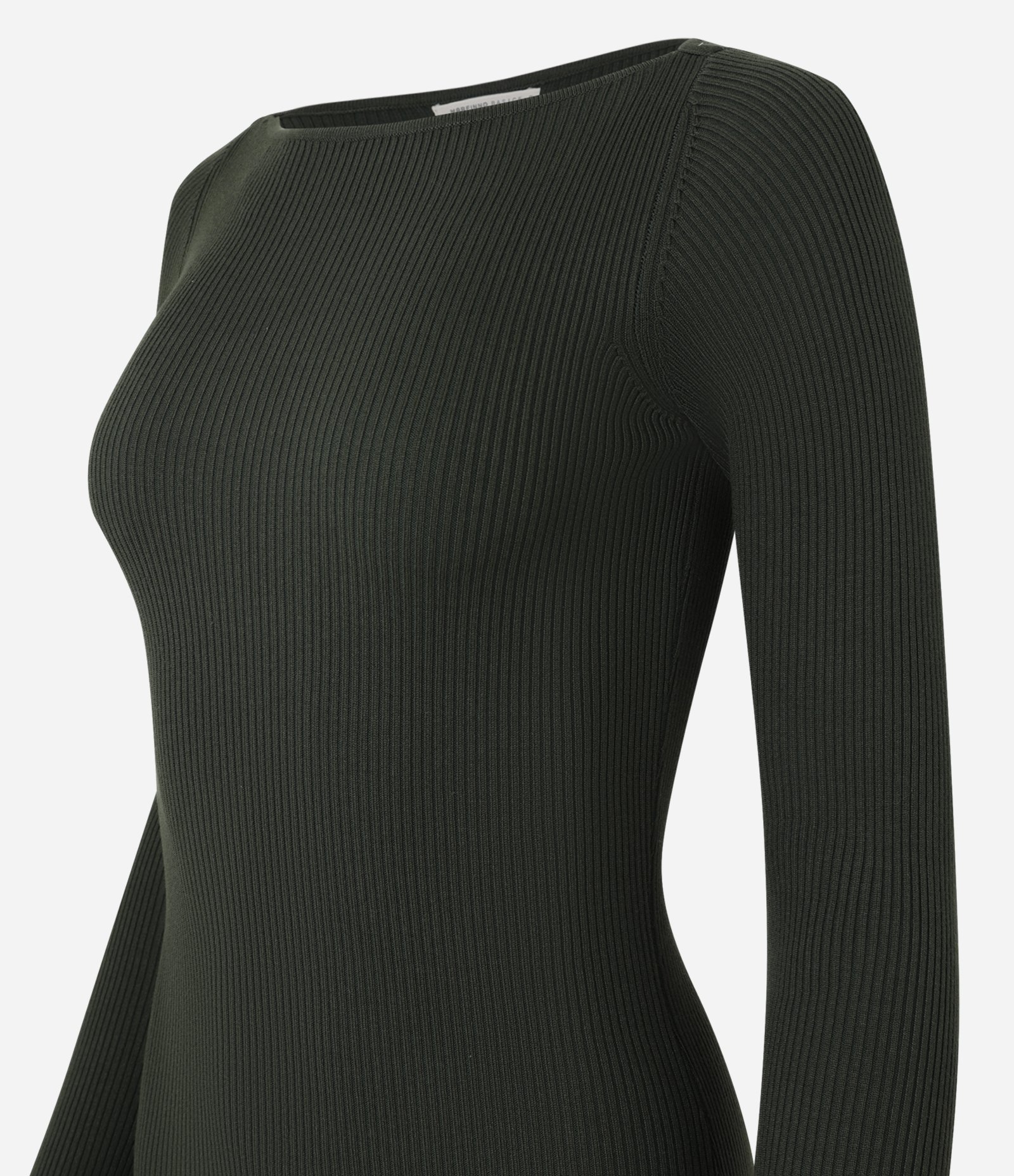 Vestido Midi Justo em Tricô com Gola Canoa Verde 8