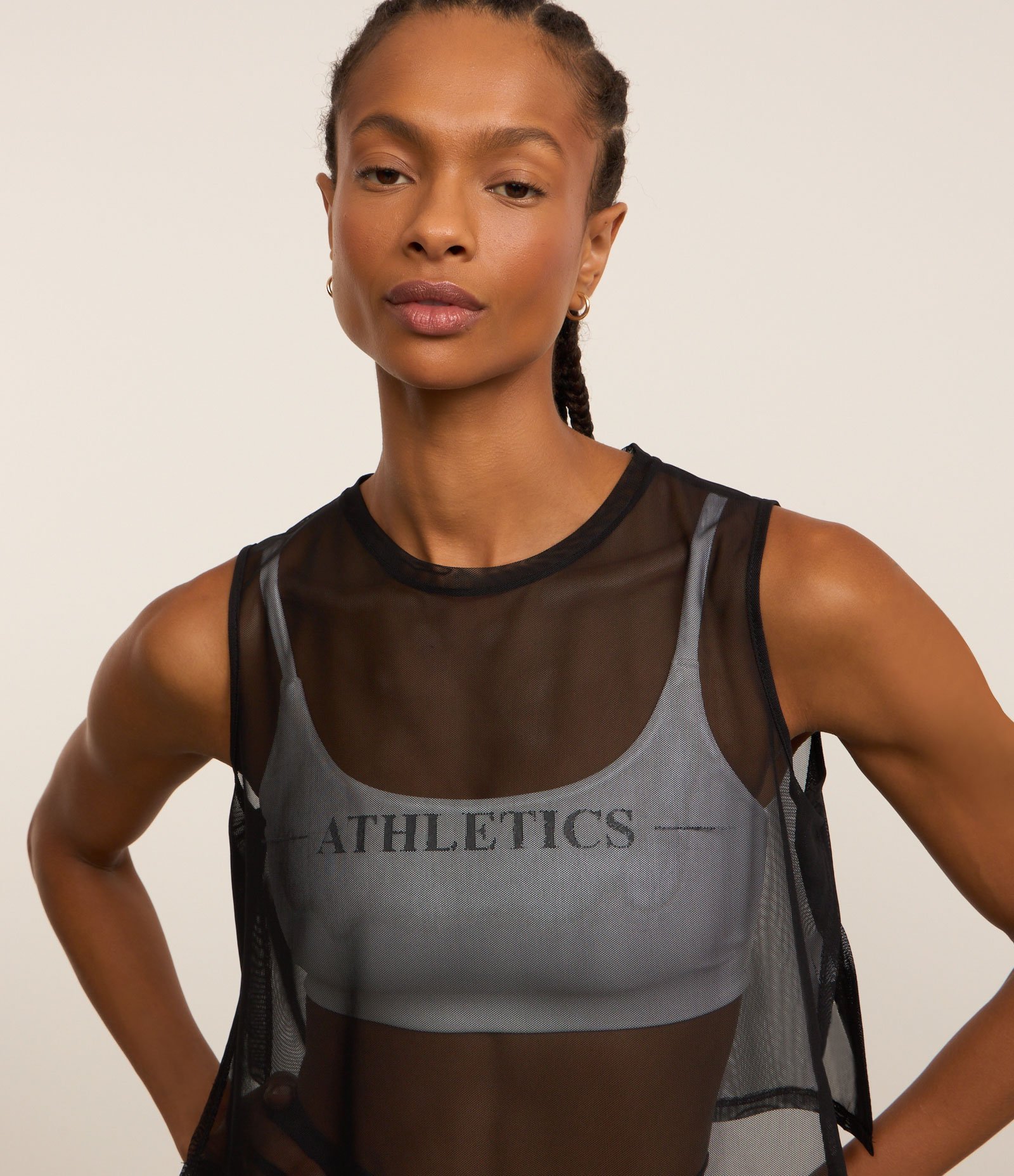 Blusa Regata em Microfibra com Estampa Localizada Preto 1