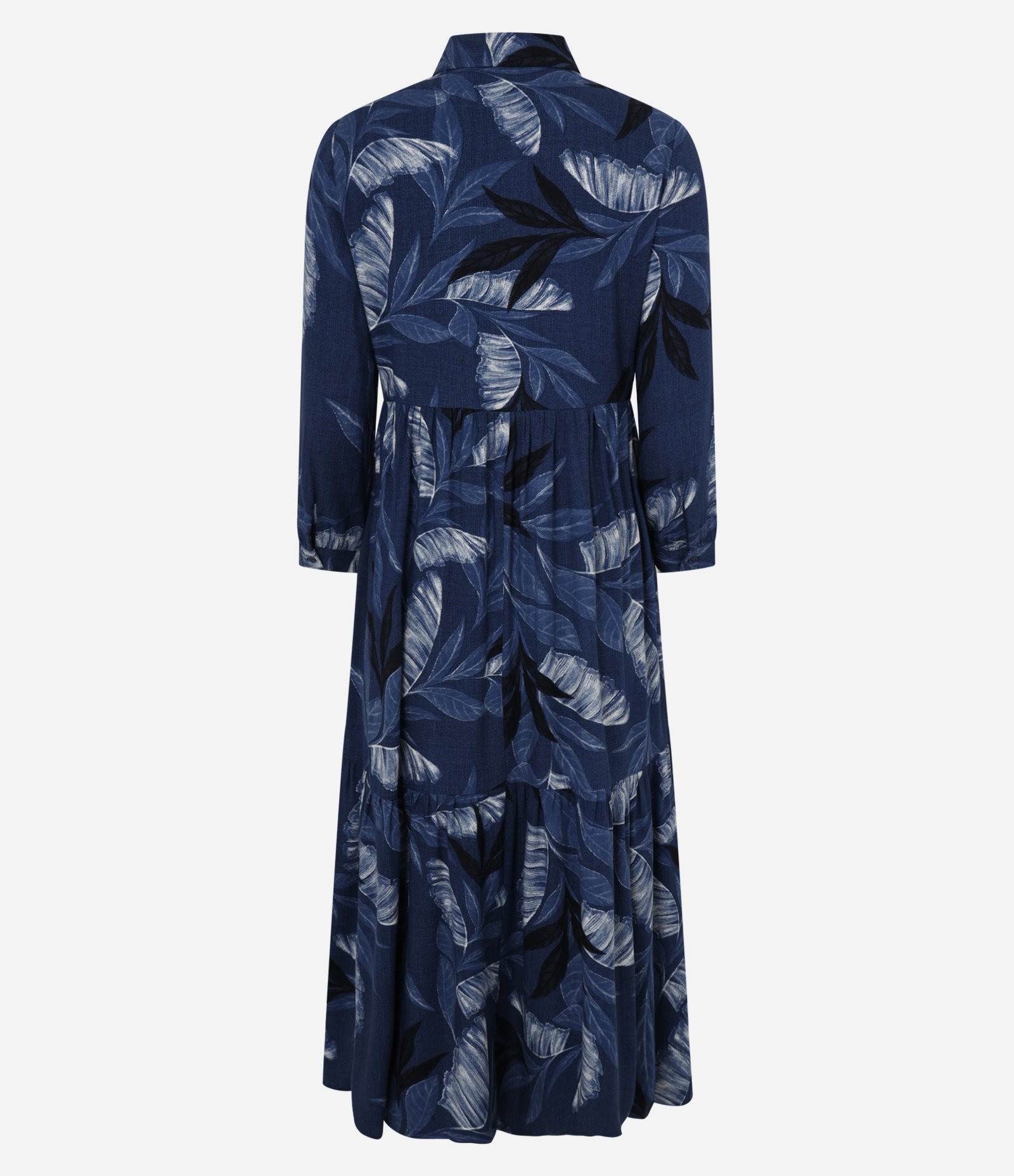 Vestido Chemise Midi com Estampa de Folhagem Azul 7