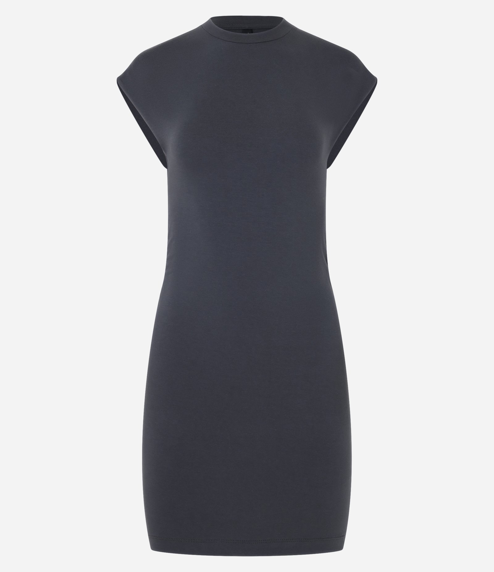 Vestido Curto em Algodão com Golinha Alta Cinza 4