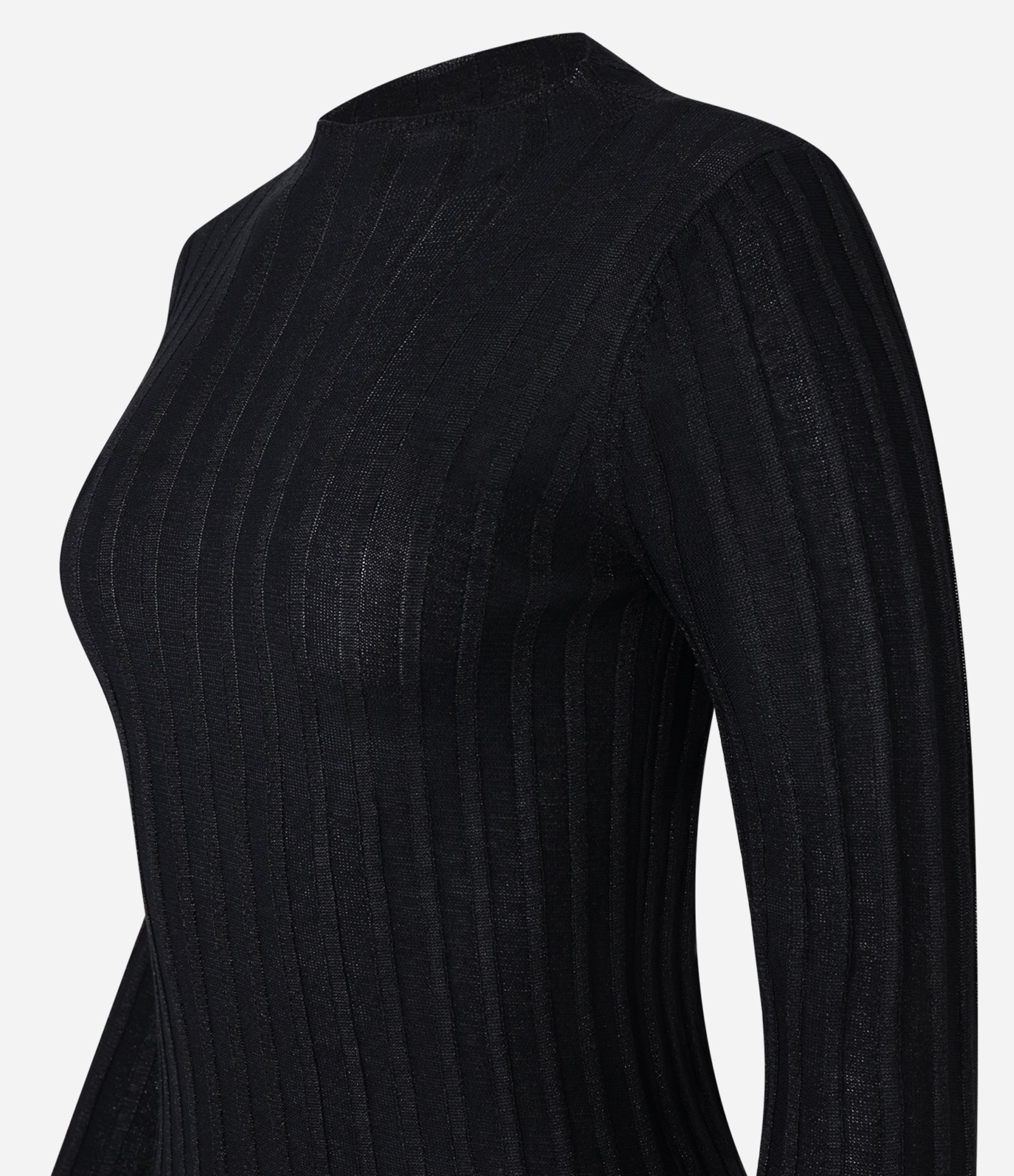 Suéter em Tricô com Listras Texturizadas e Fio Metalizado Preto 7