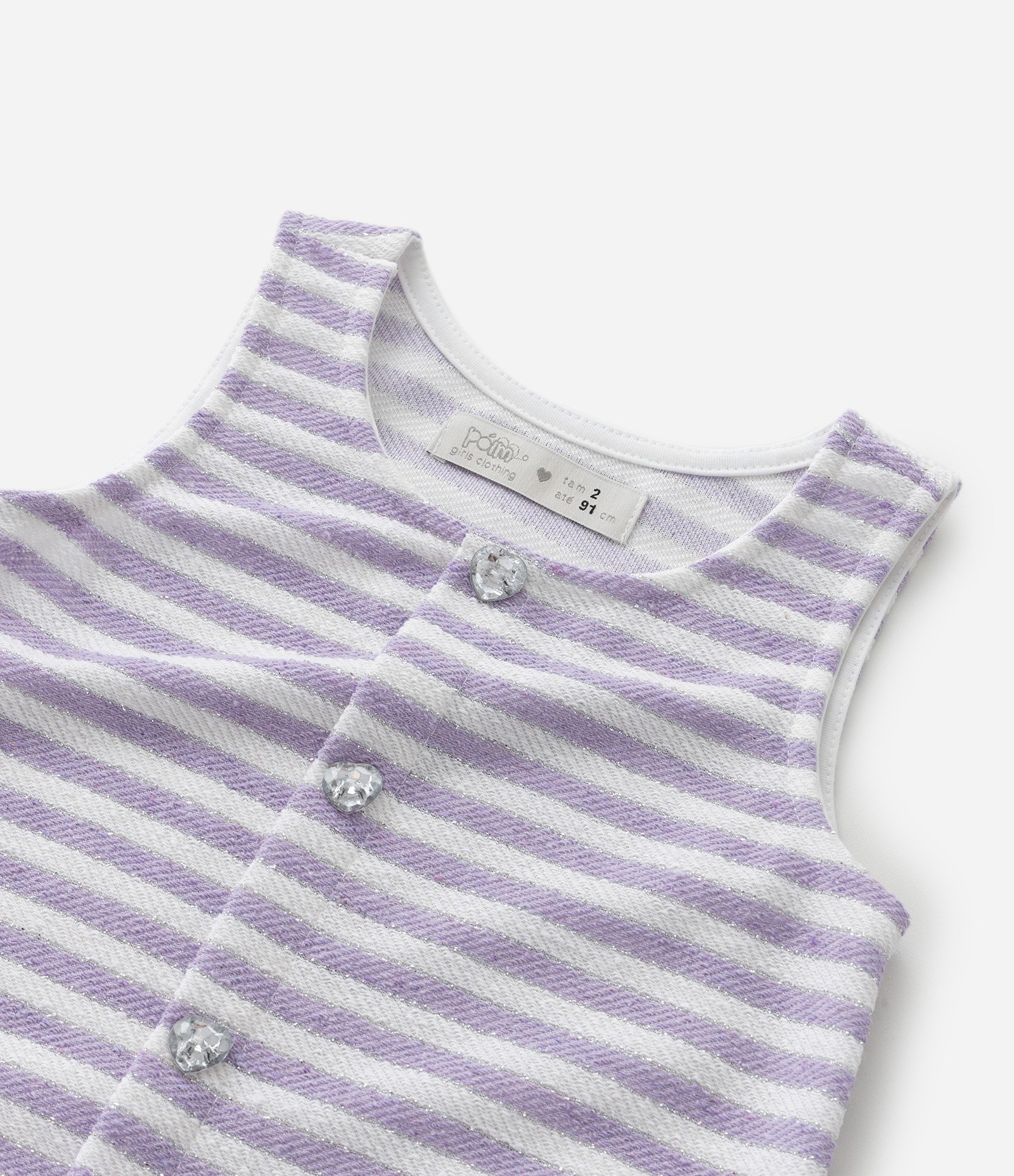 Vestido Infantil em Tweed com Fio Metalizado - Tam 1 a 6 Anos Lilás 4