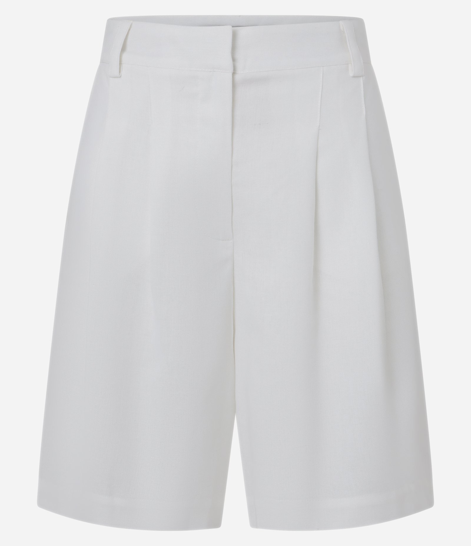 Bermuda Alfaiatada em Viscolinho com Cintura Alta e Pregas Branco 7