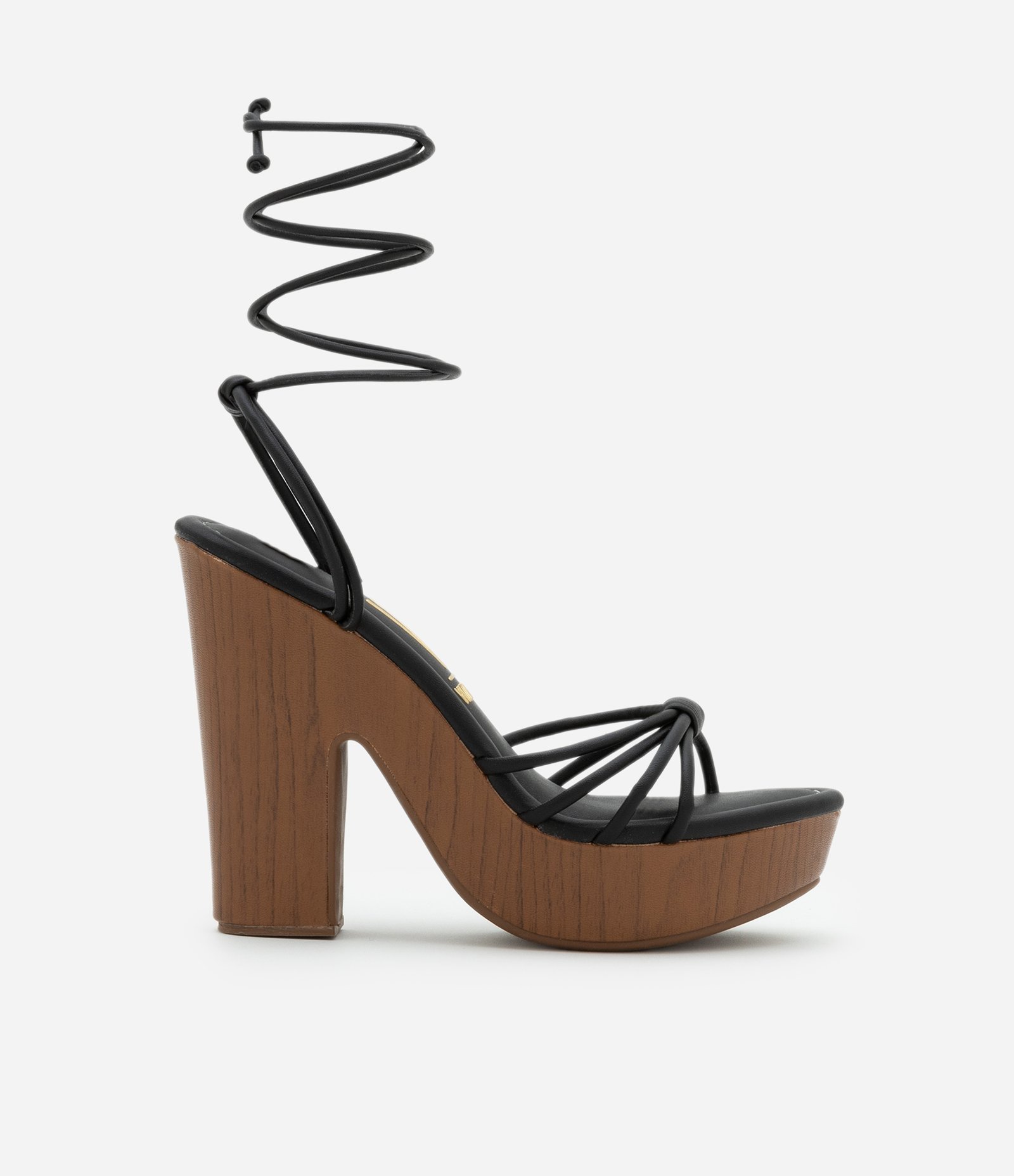 Sandália em PU Plataforma com Amarrações no Tornozelo Vizzano Preto 1