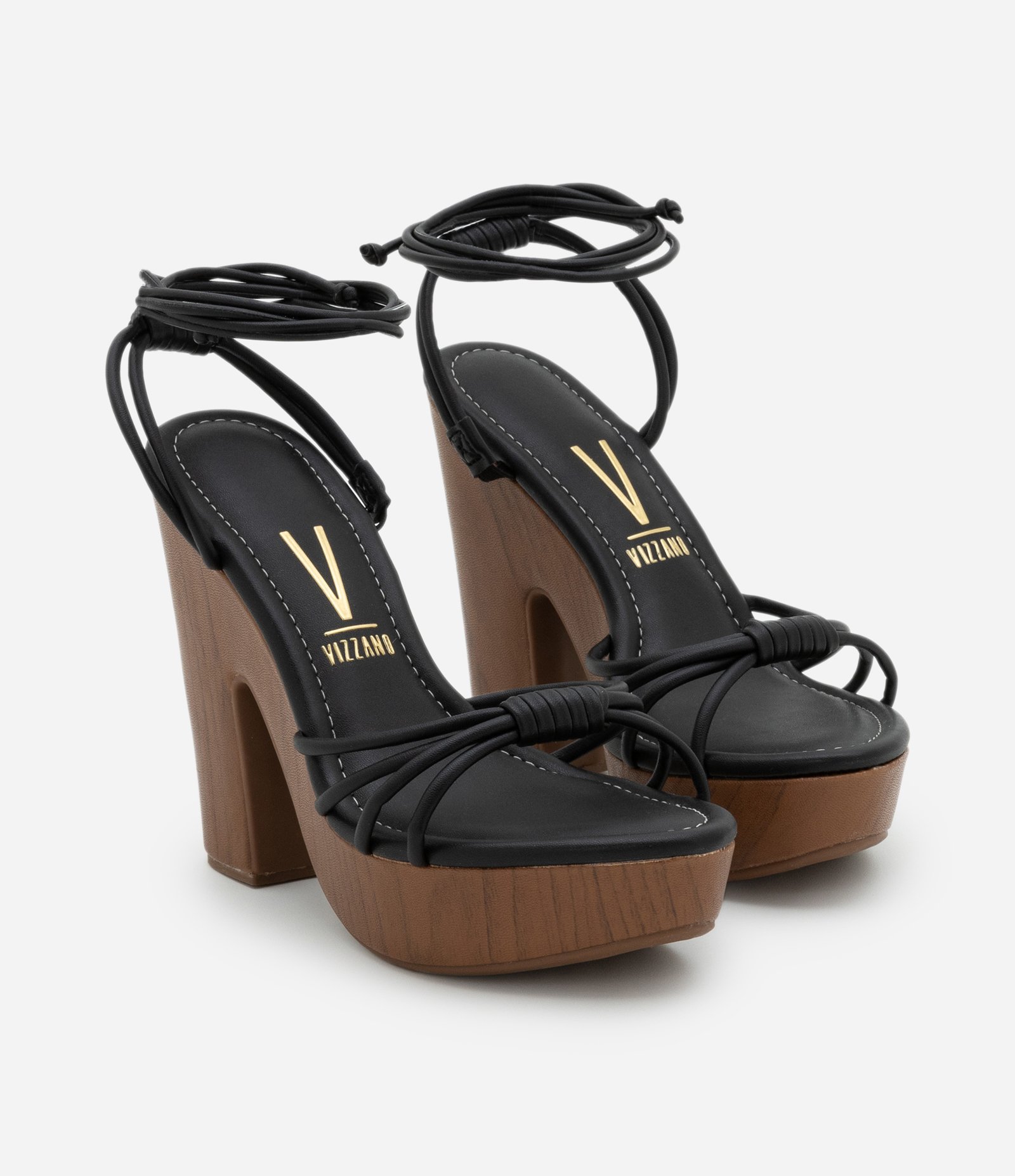 Sandália em PU Plataforma com Amarrações no Tornozelo Vizzano Preto 2