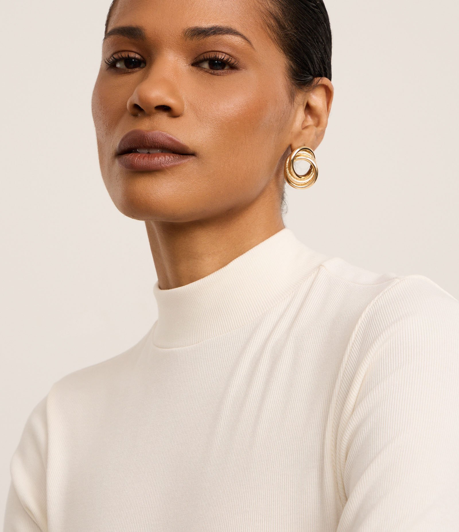 Blusa Regular em Ribana com Gola Alta Branco 3