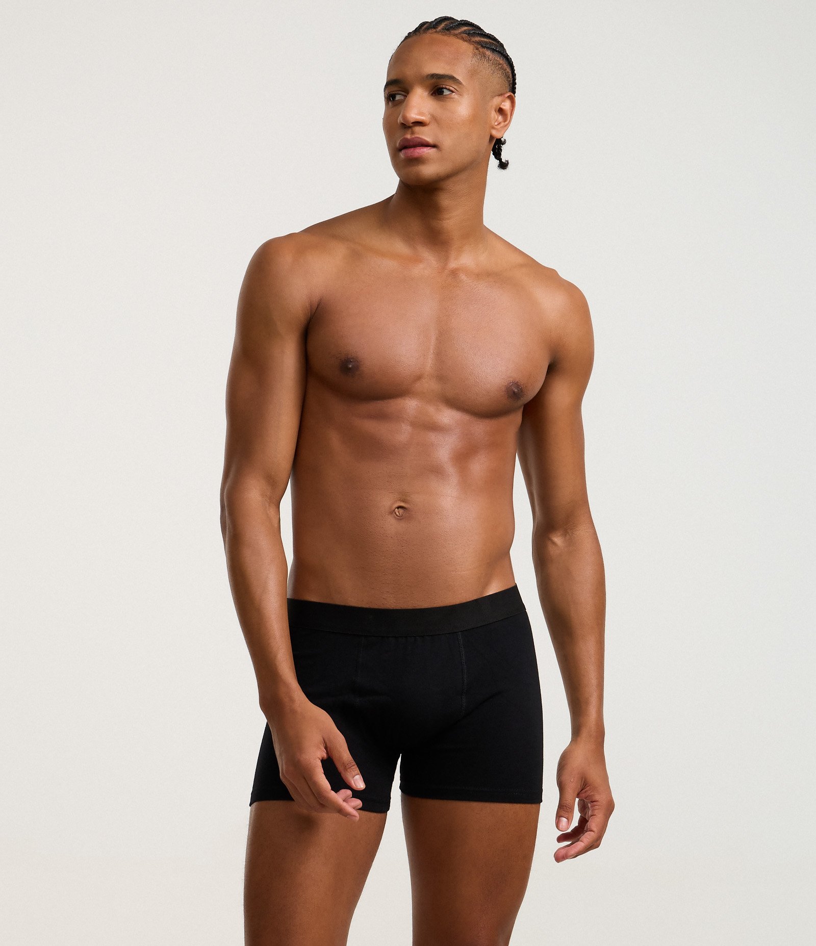 Kit 03 Cuecas Boxer em Algodão com Elastano Preto 1