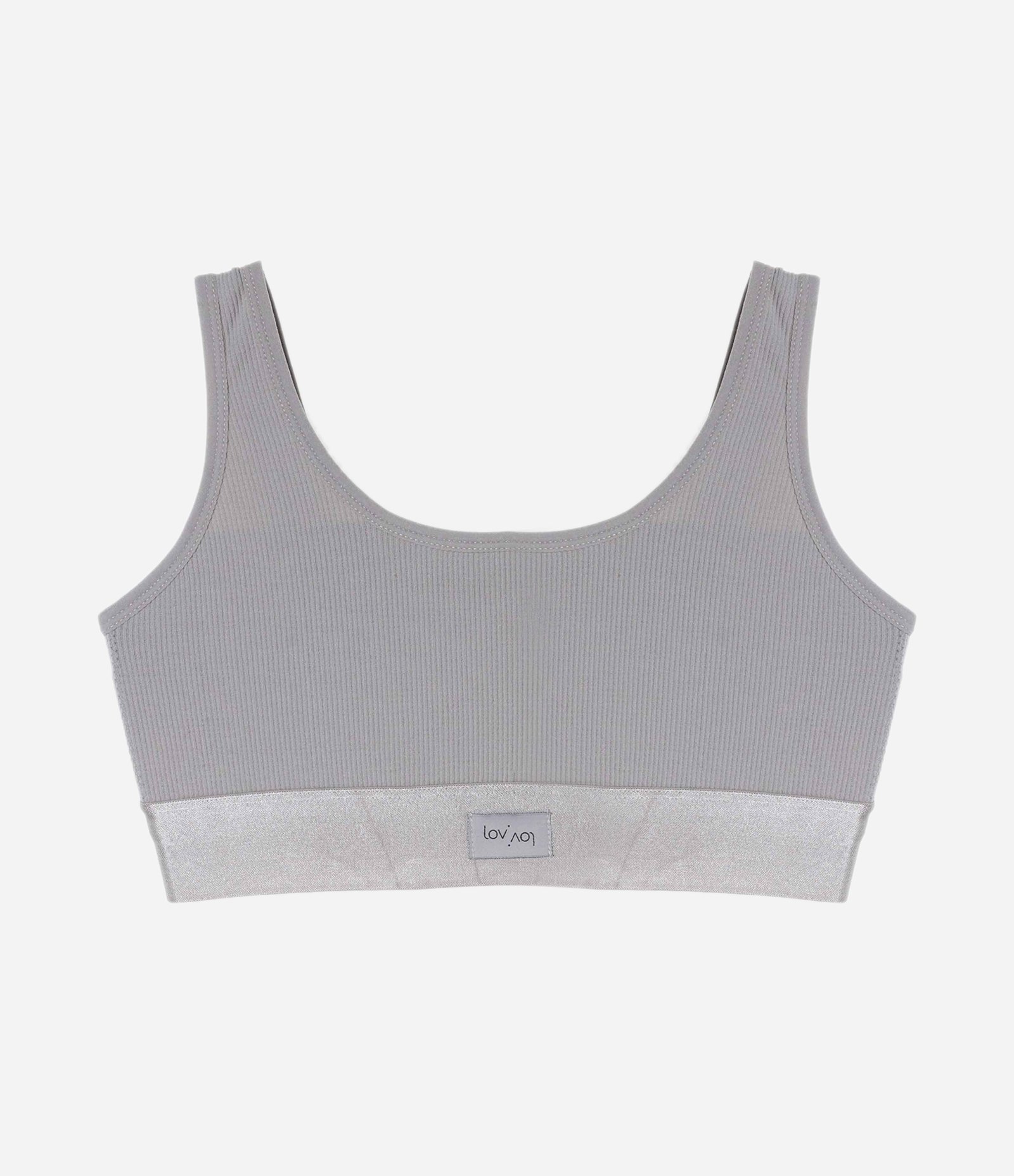 Sutiã Top Sem Bojo Sem Aro em Poliamida Seamless com Alças Largas Cinza 5