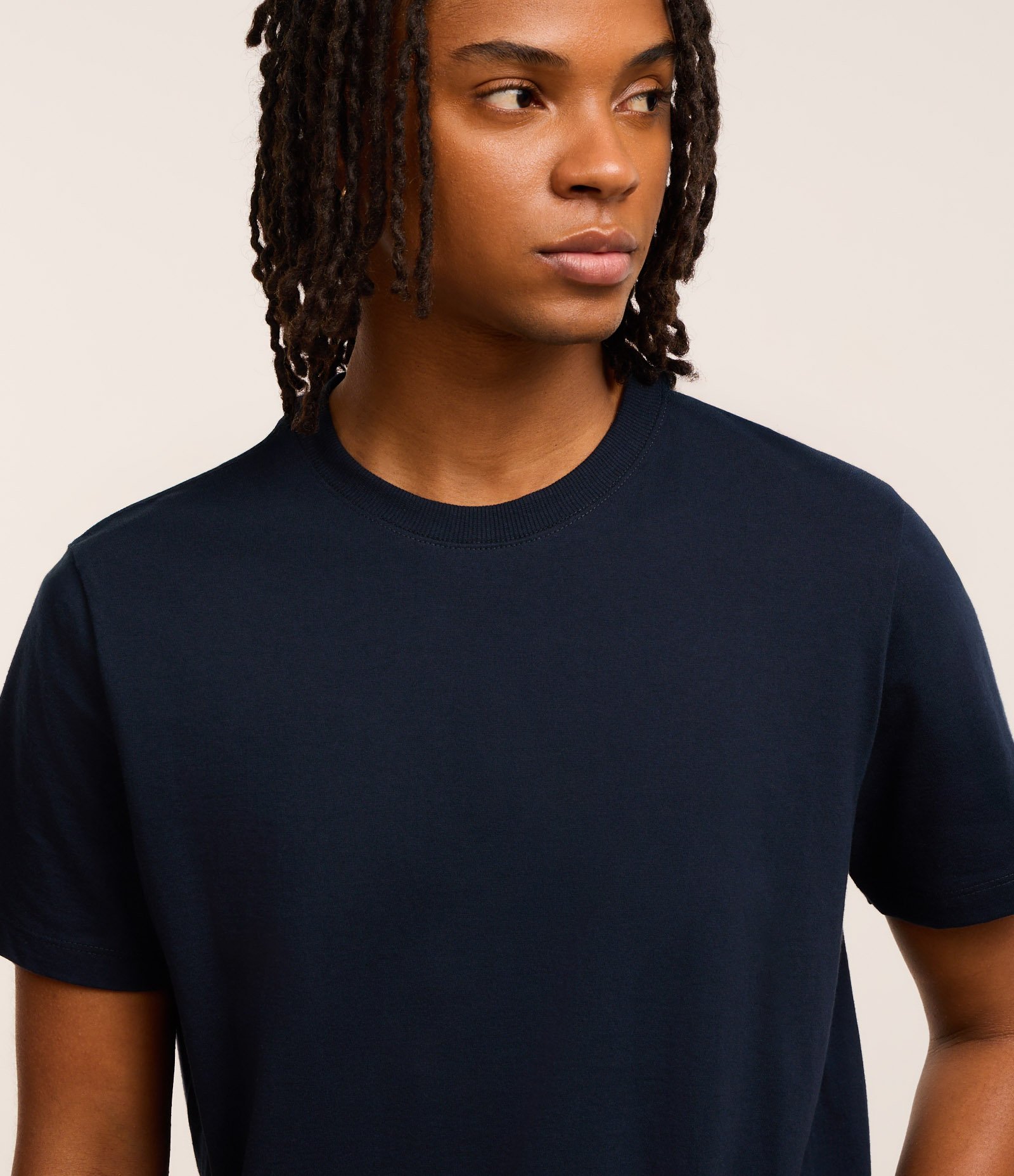 Camiseta Regular Básica em Algodão Azul Marinho 4