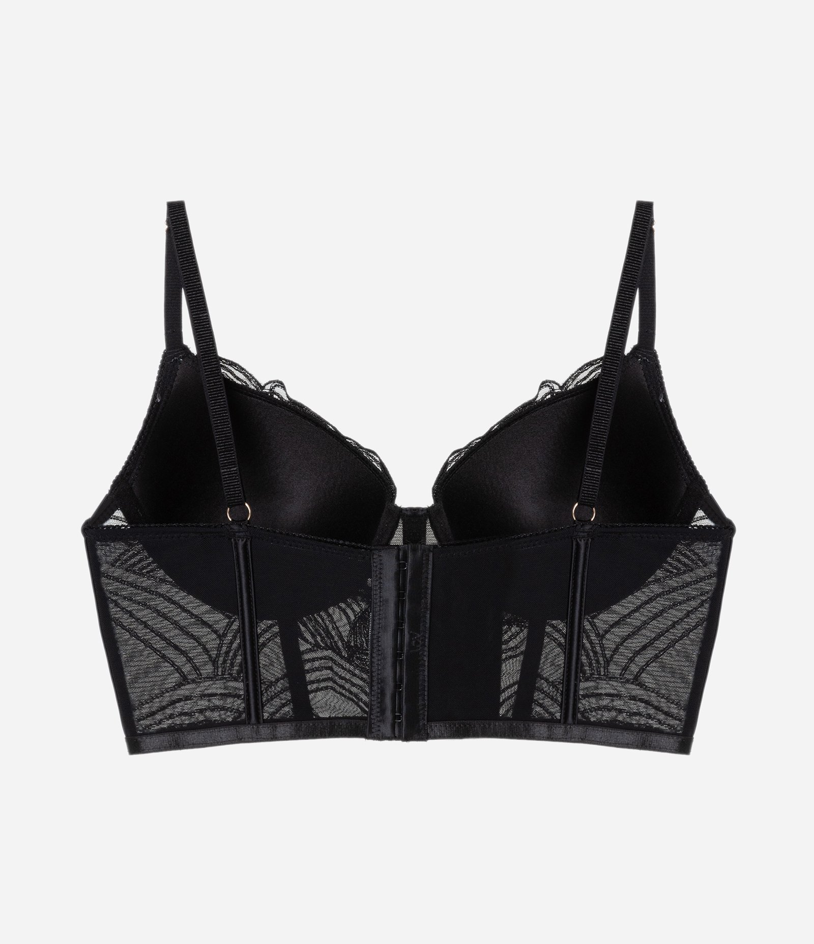 Sutiã Alongado com Bojo em Renda Bordada Preto 6