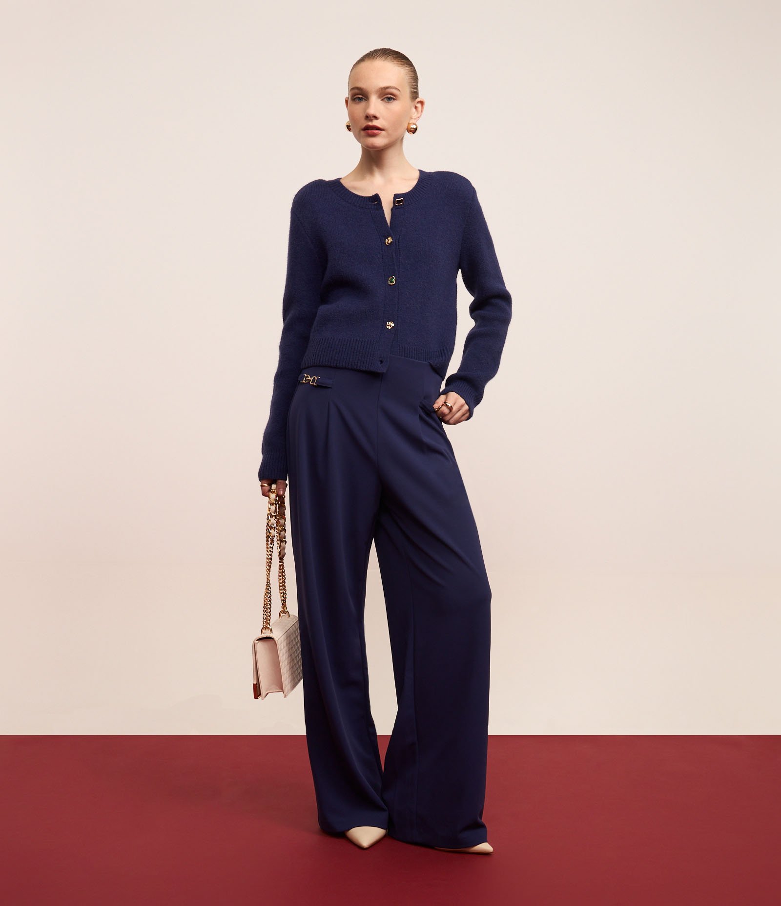 Cardigan Canelado em Tricô com Botões Mistos Azul 5